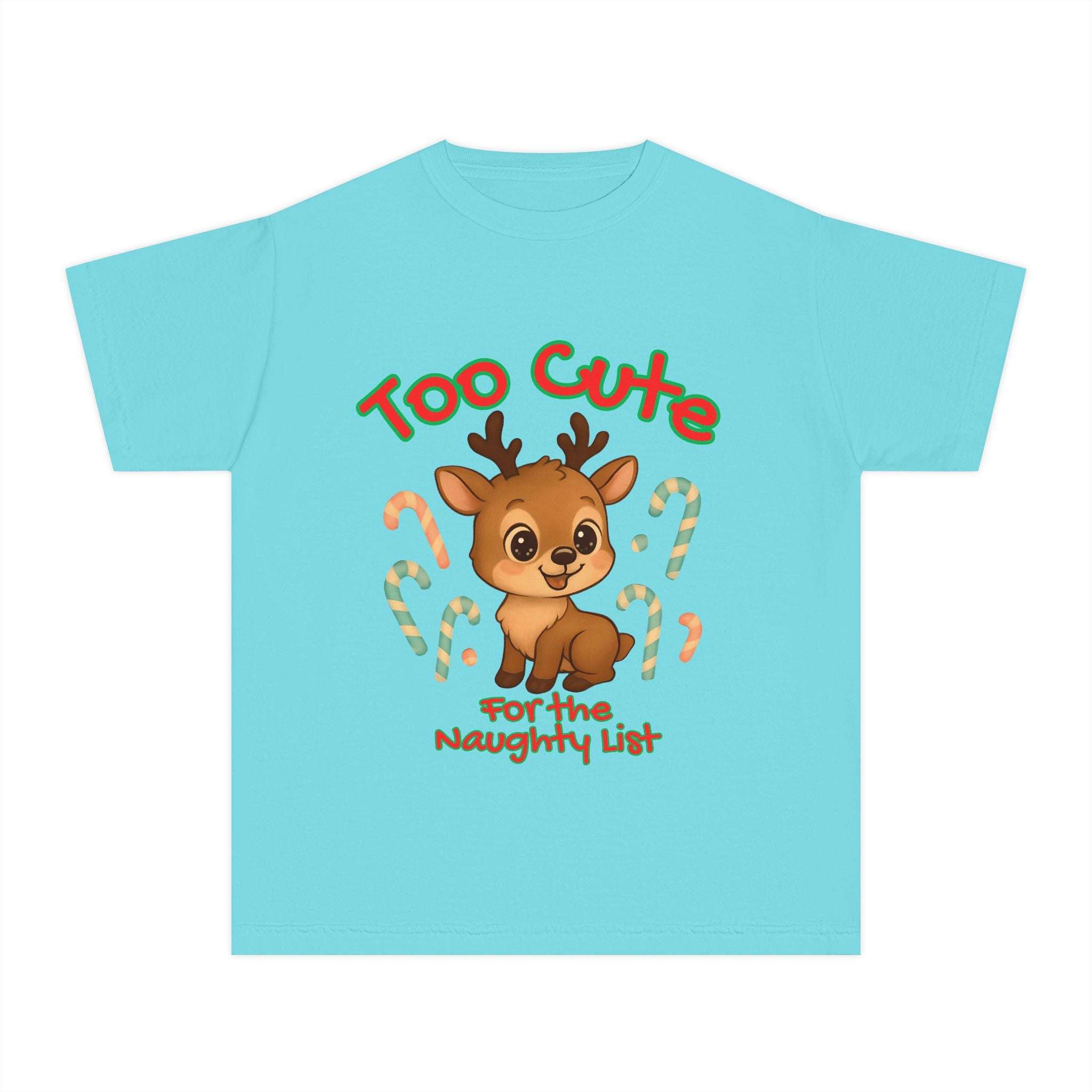 Youth Tee - Too Cute for the Naughty List Christmas Design