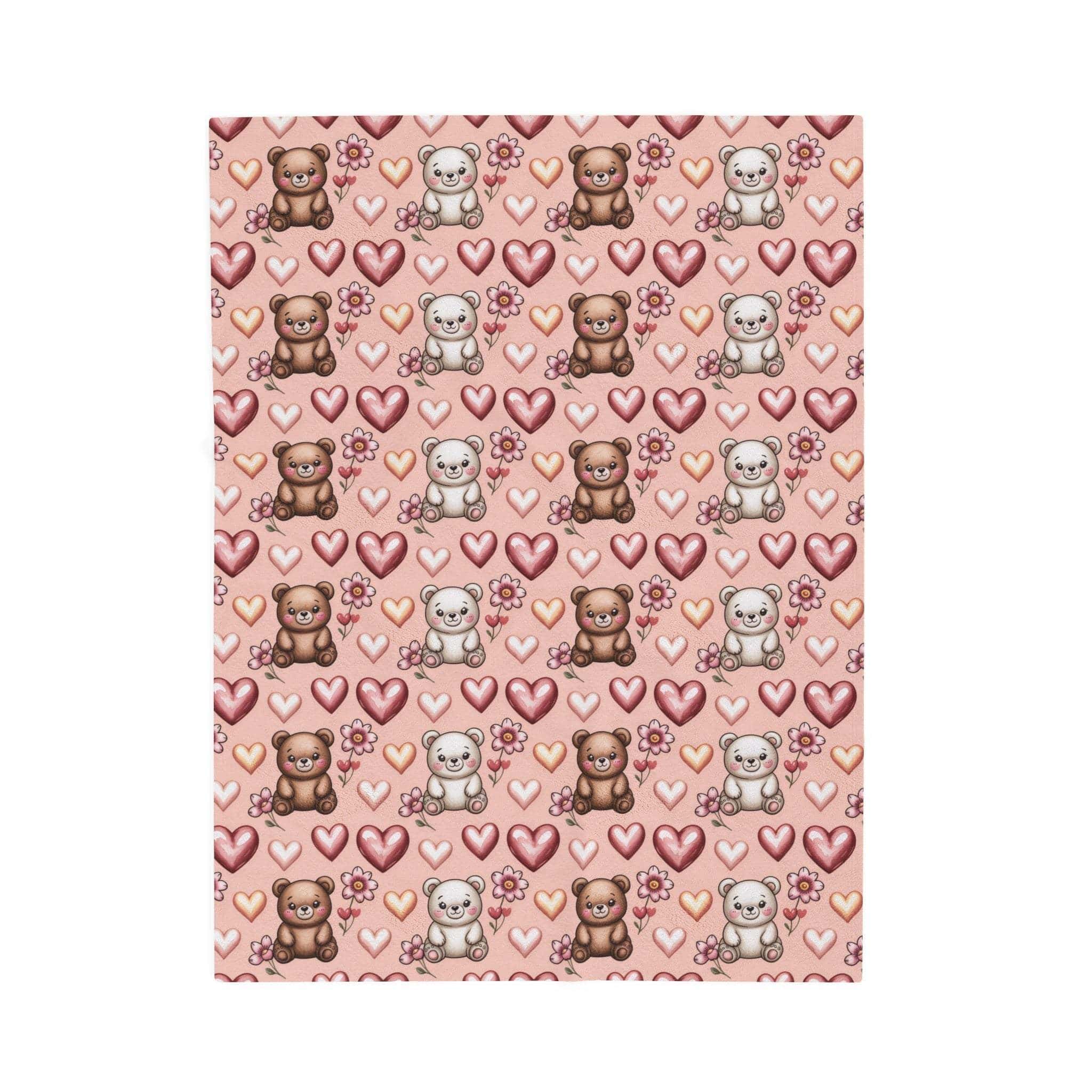 Kawaii Milk and Mocha Bears velveteen plush blanket with cute sleepy bear duo in pastel tones