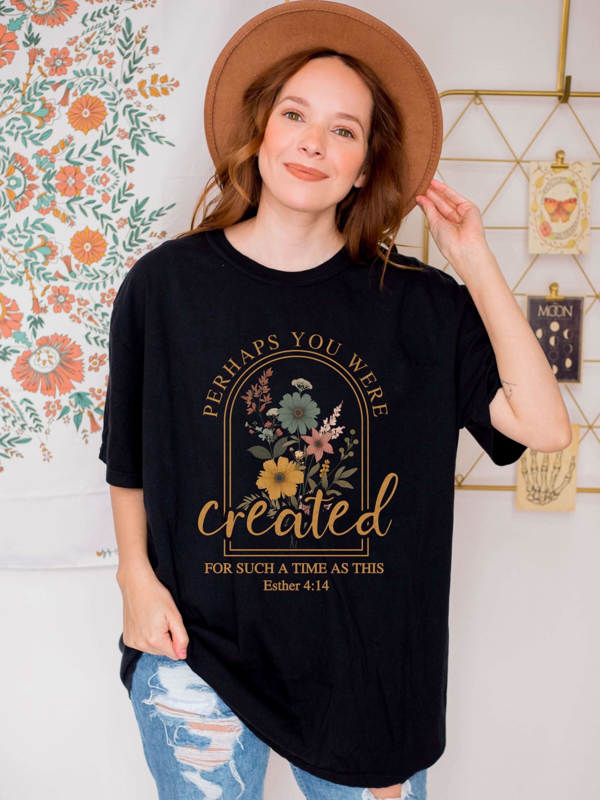 Garment-dyed Created For Such A Time As This faith t-shirt in soft washed color with relaxed fit