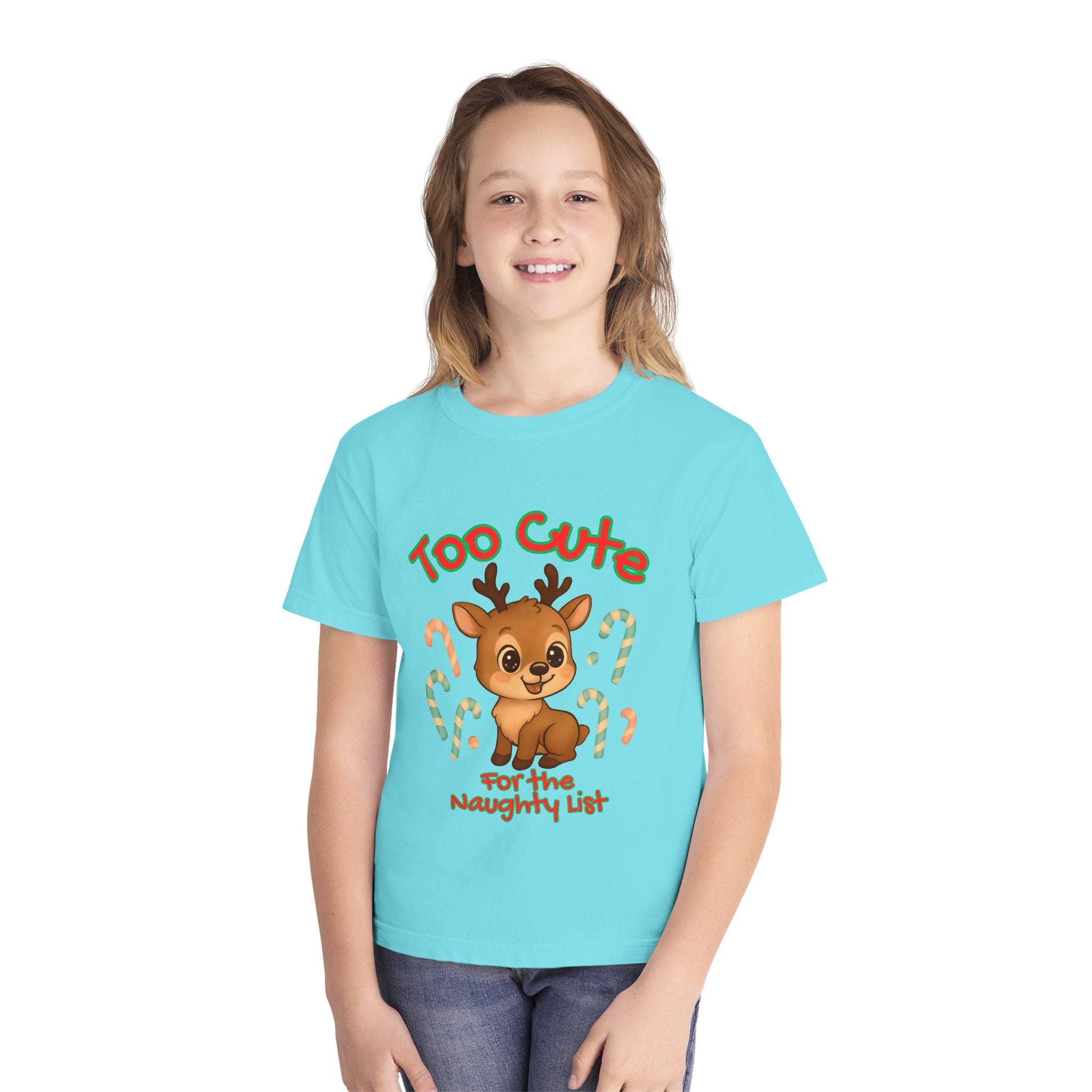 Youth Tee - Too Cute for the Naughty List Christmas Design