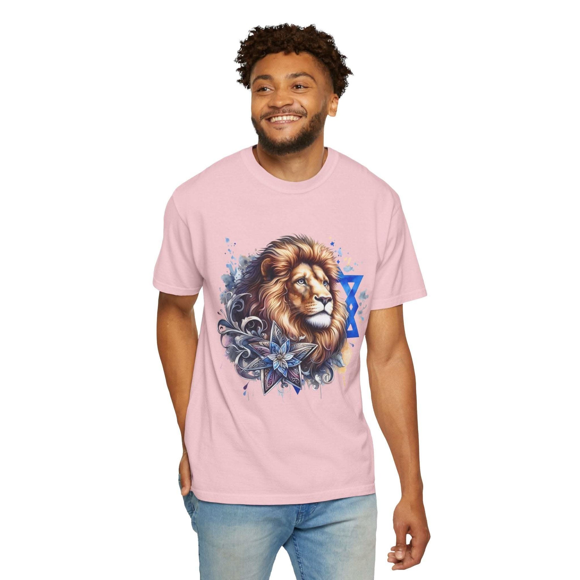 Lion of Judah T-Shirt with bold Jewish pride graphic on garment-dyed cotton tee