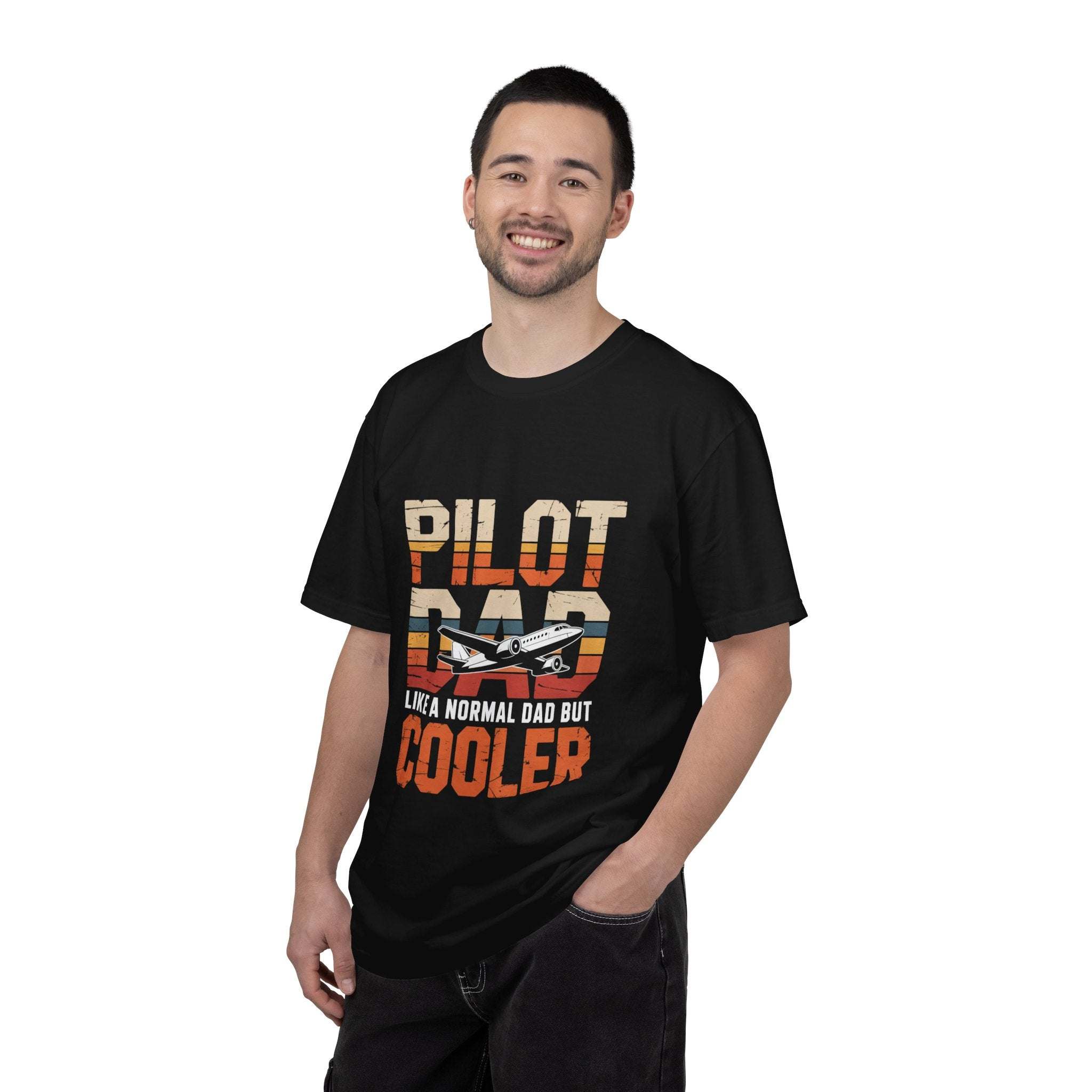 Pilot Dad Like a Normal Dad But Cooler T-shirt in vintage style, soft heavyweight cotton, casual fit for dads who love flying