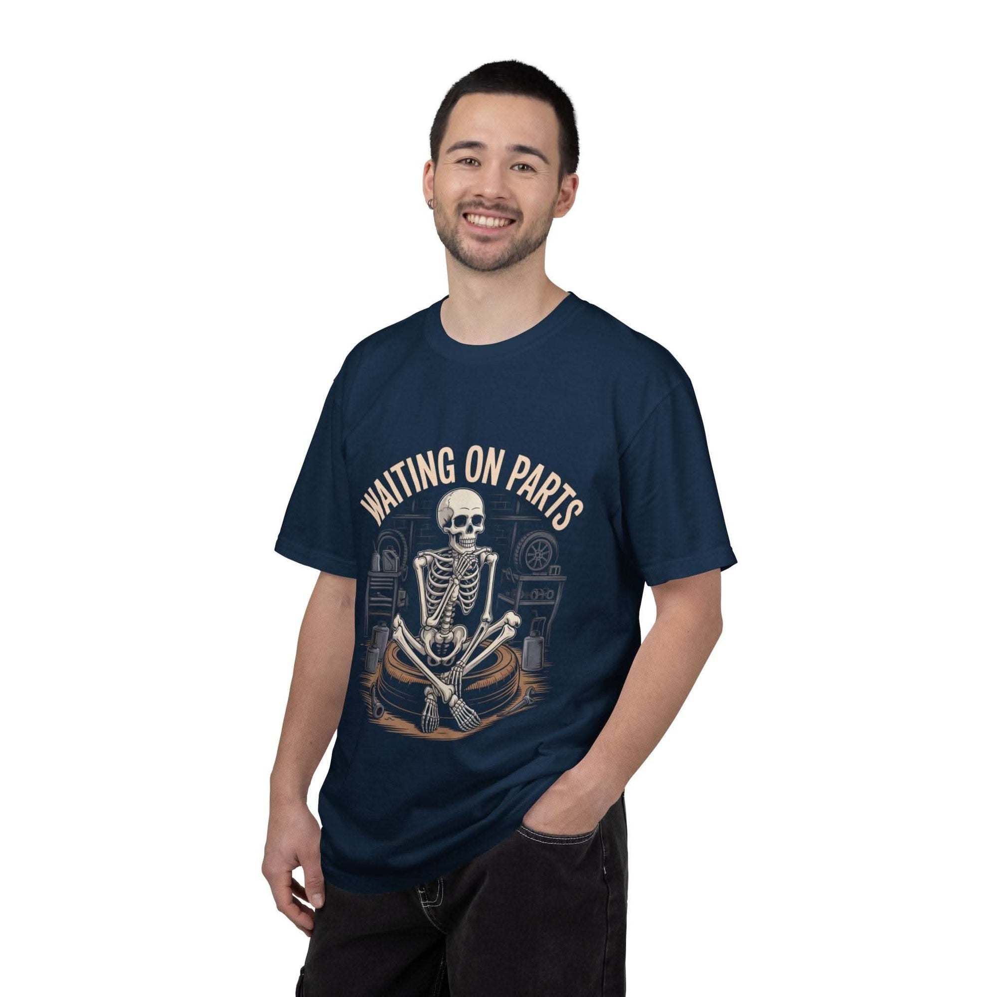 Vintage garment-dyed Waiting on Parts TShirt mechanic tee with faded text and relaxed fit