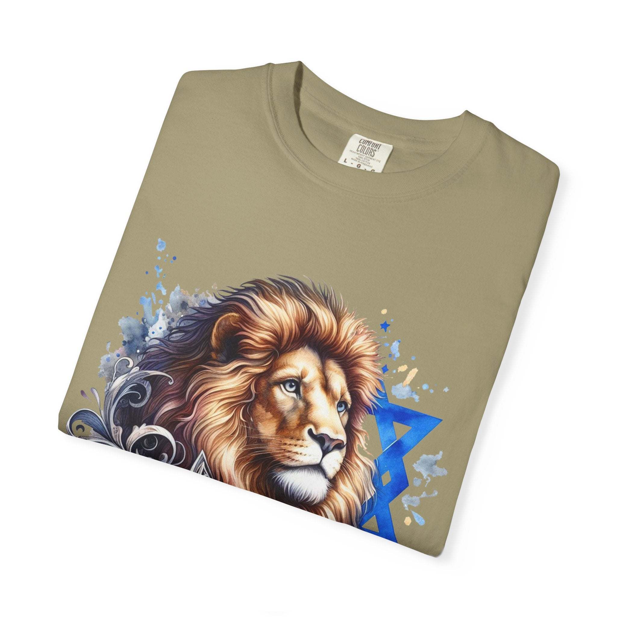 Lion of Judah T-Shirt with bold Jewish pride graphic on garment-dyed cotton tee