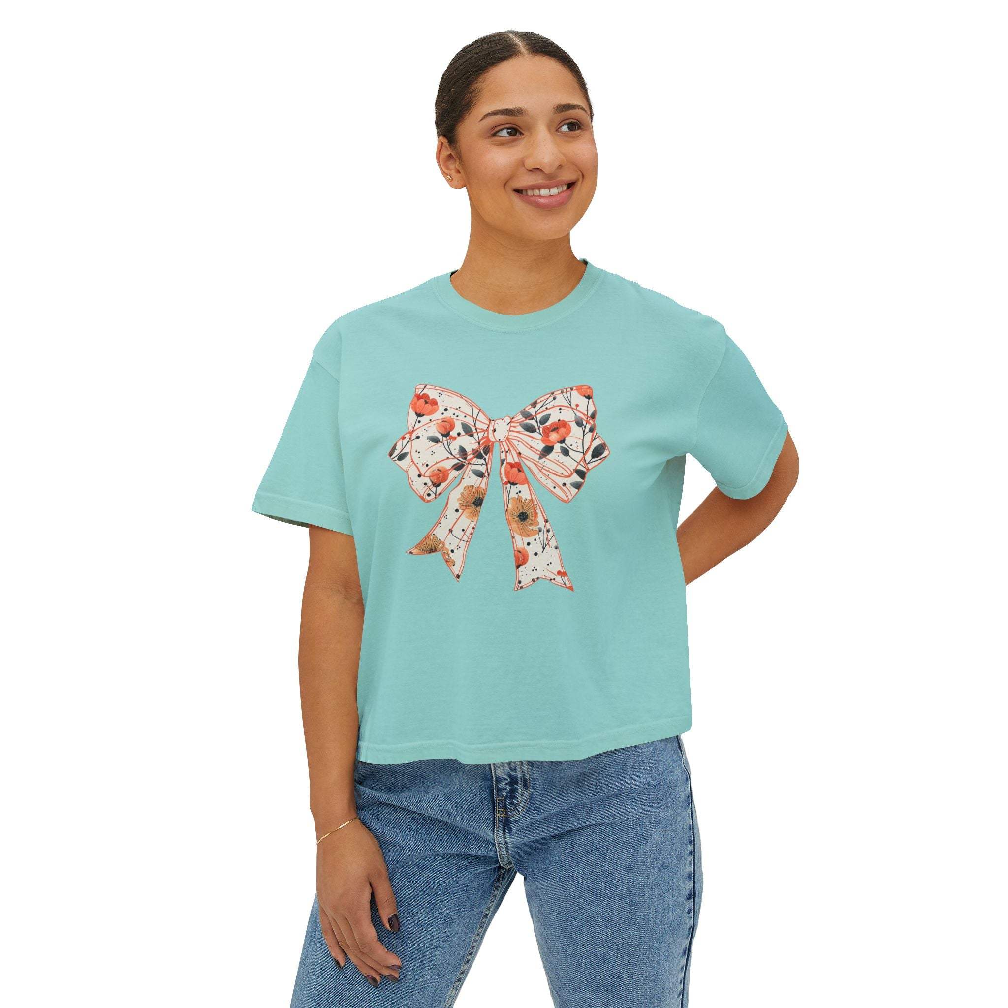 Women's Tee - Floral Coquette Bow Design
