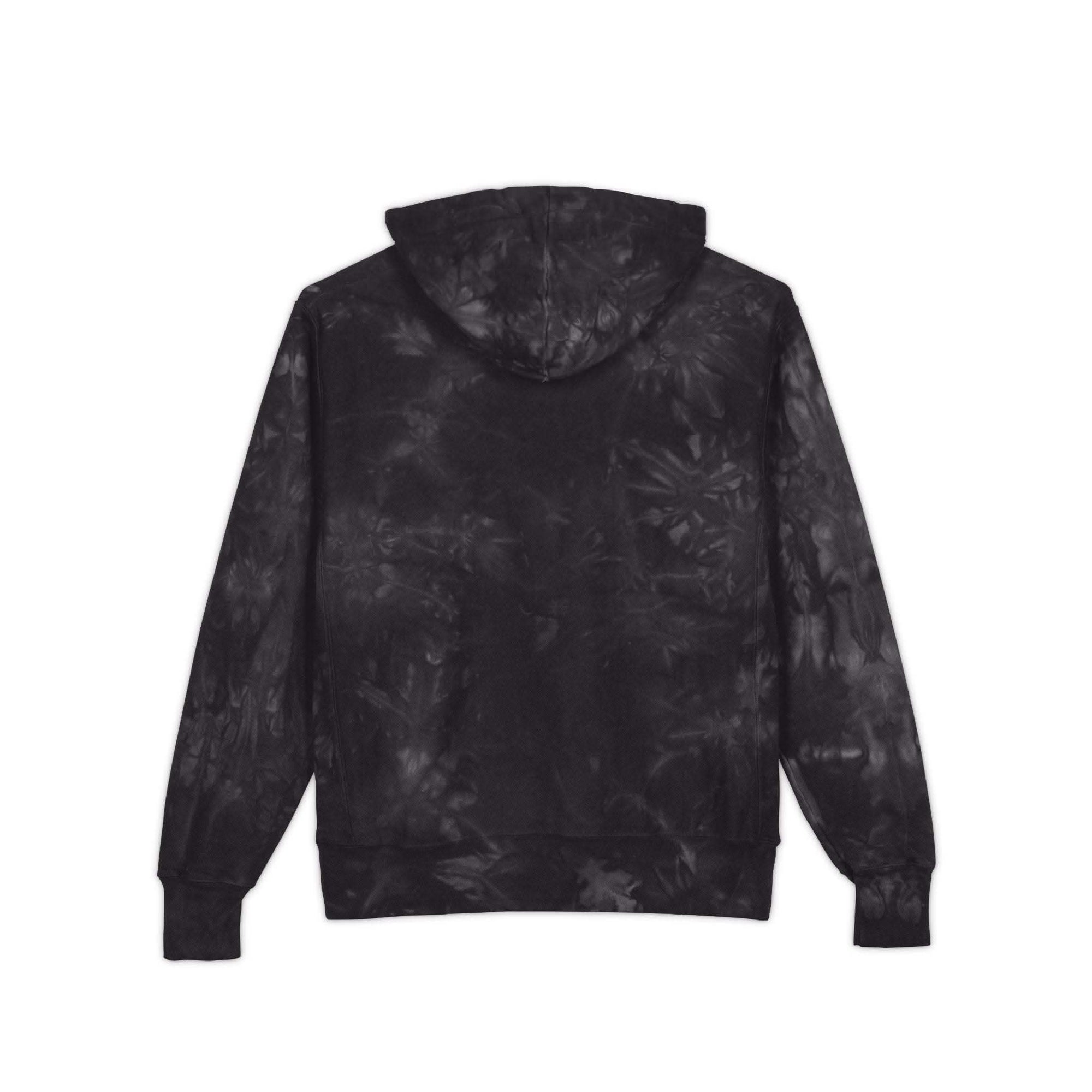Mulled Berry tie-dye hoodie with 'Good Vibes Only' embroidery by Printify