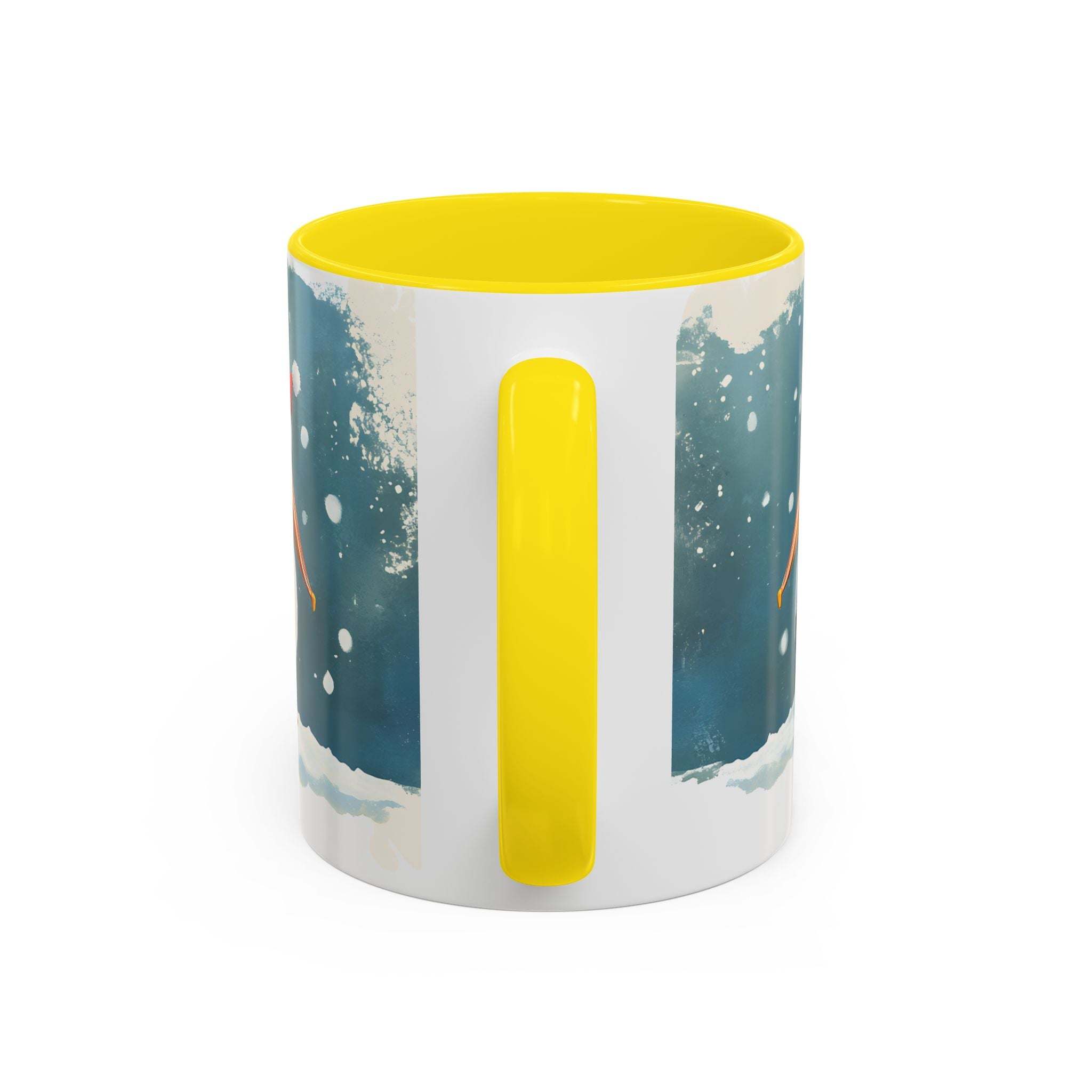Mug with a yellow interior and handle on a white background