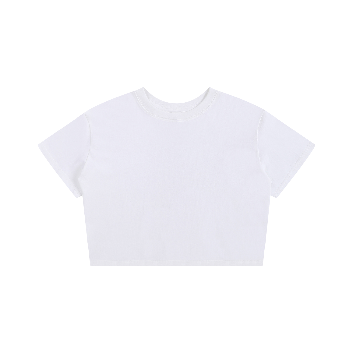 Black and white women’s baby tee seamless t-shirt, 100% cotton, loose fit, 200 GSM fabric.