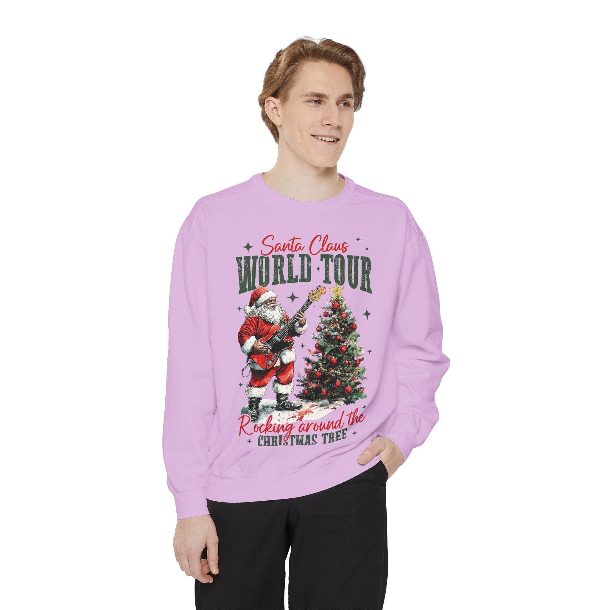 Rocking Santa Sweatshirt - Festive Holiday Christmas Apparel, cozy tee