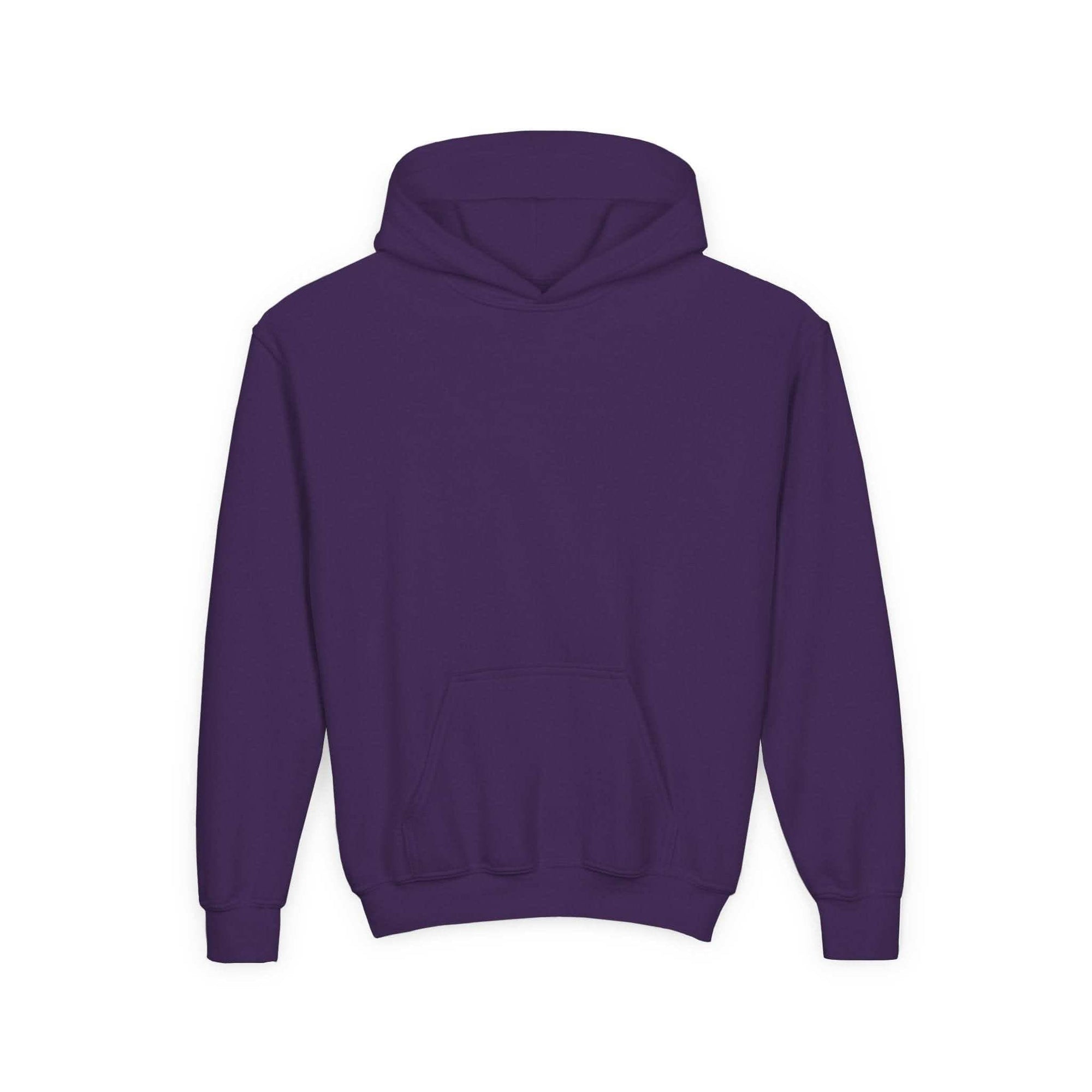 Purple Patchwork Wild Word Hoodie for children with kangaroo pocket and cotton-polyester blend