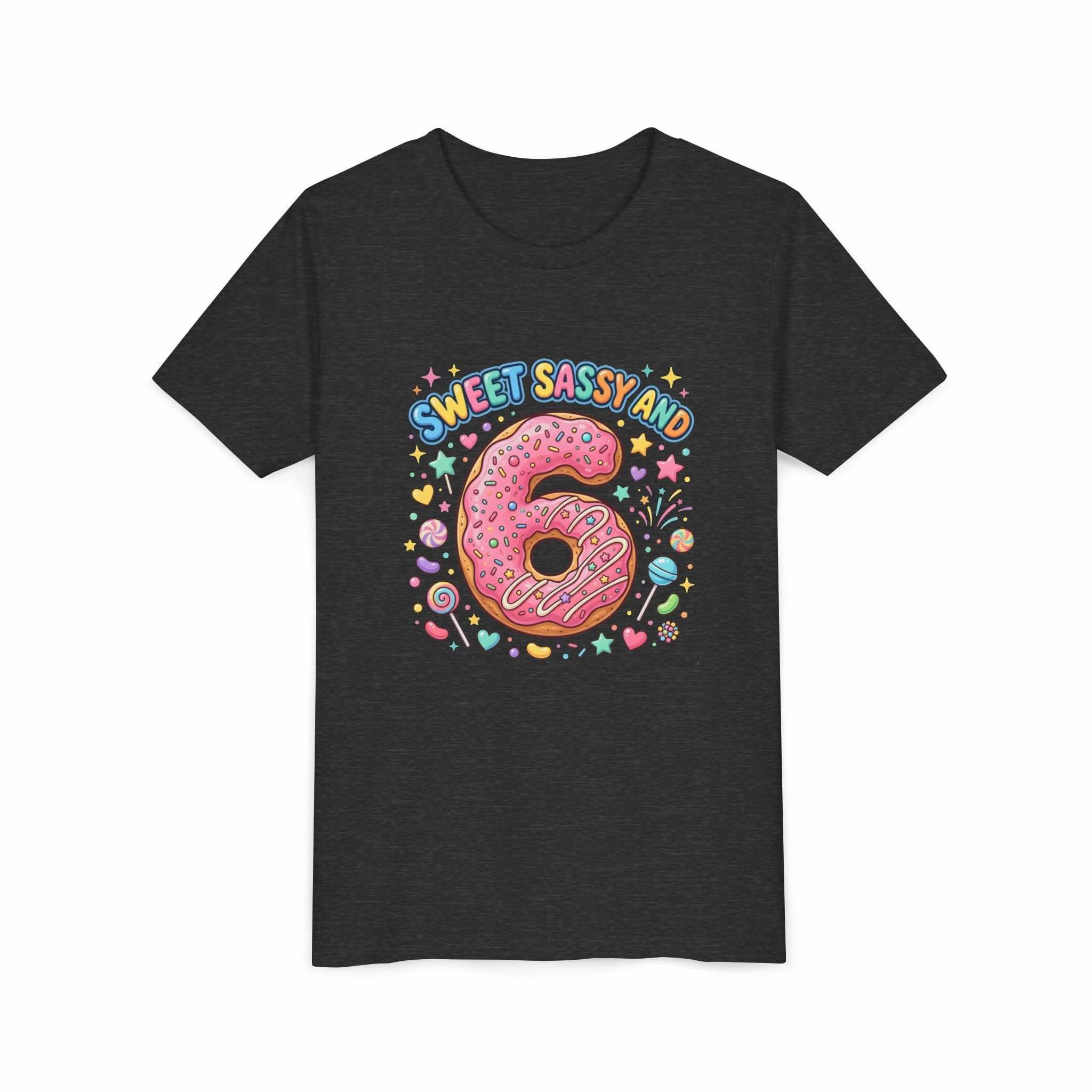 Sweet Sassy and 6 Youth Tee | Donut Number Six Birthday Shirt