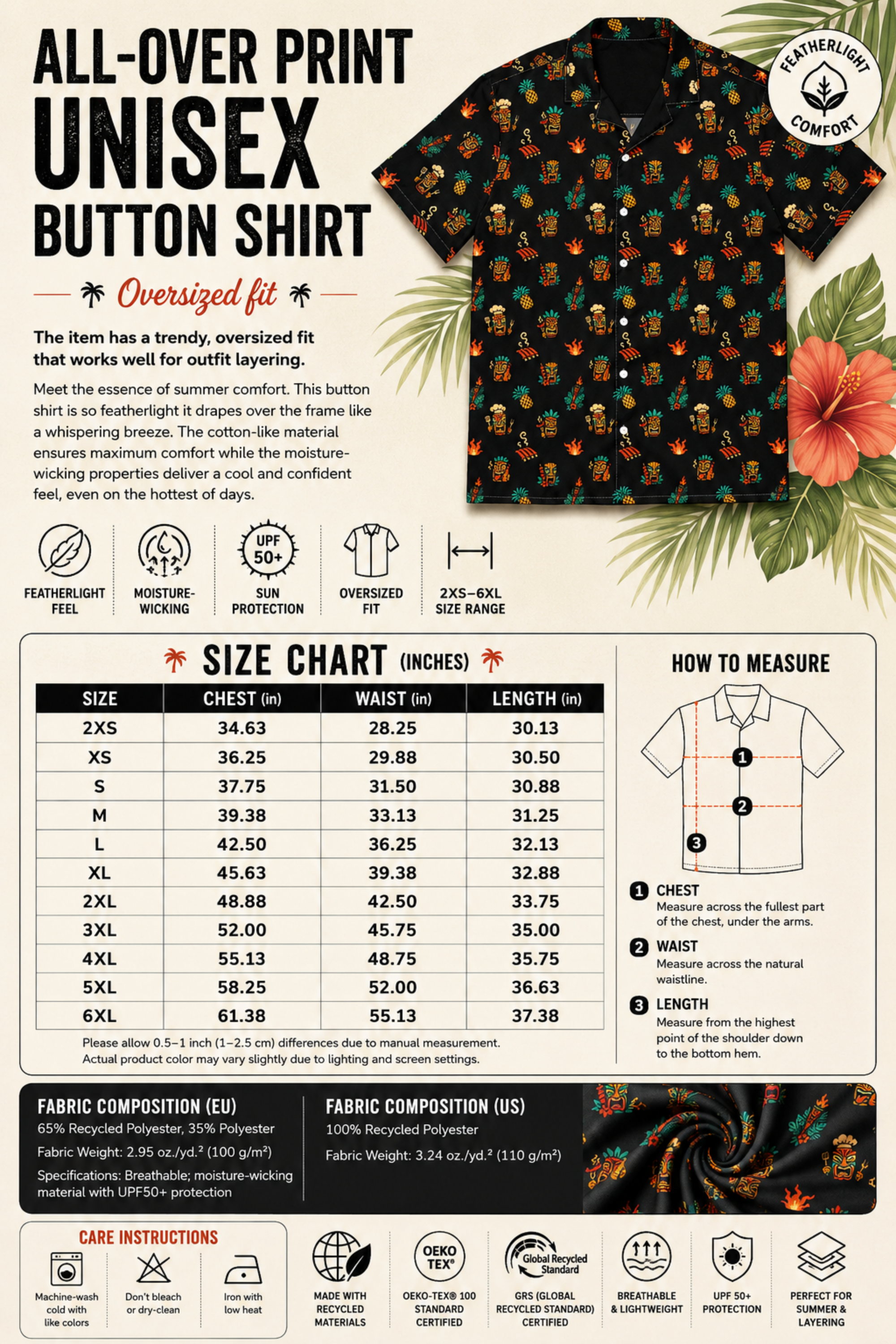 Tiki BBQ Hawaiian Shirt – Retro UPF50 Button-Up