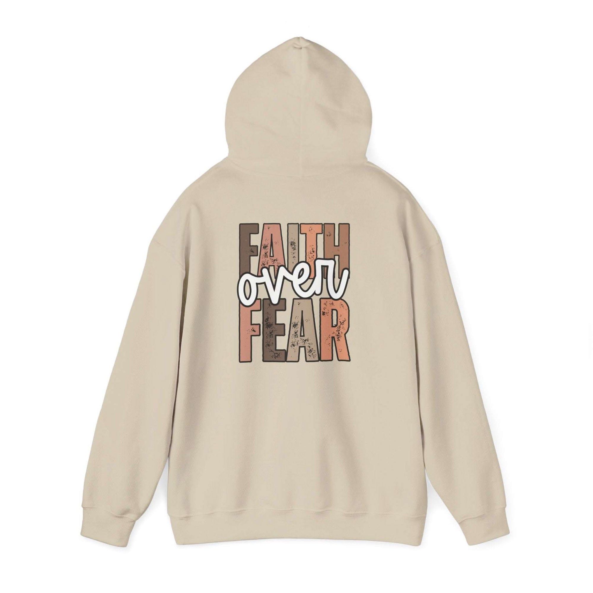 Faith Over Fear Hoodie with Walk by Faith design on cozy Christian sweatshirt