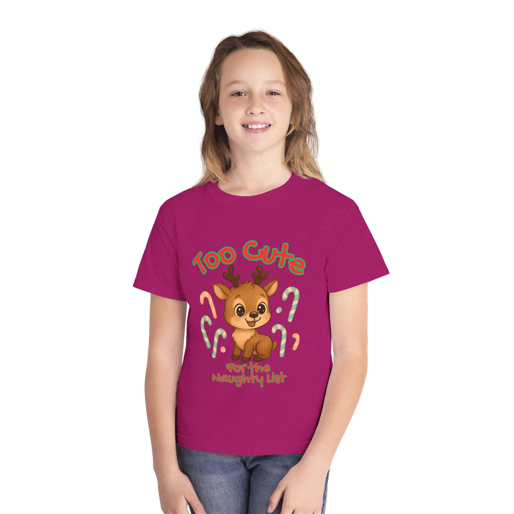 Youth Tee - Too Cute for the Naughty List Christmas Design
