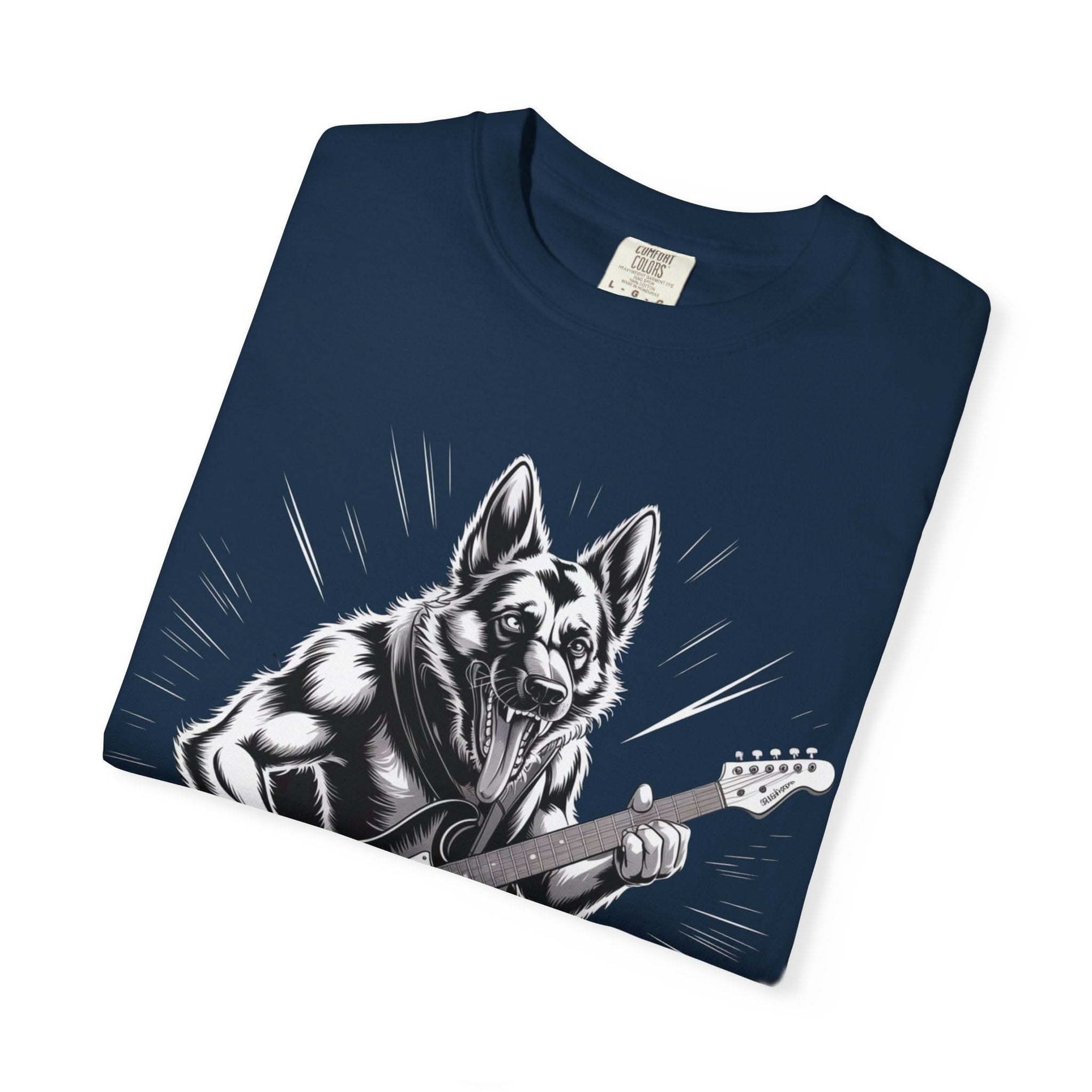 Heavy Metal German Shepherd graphic on soft faded heavyweight cotton T-shirt with relaxed fit