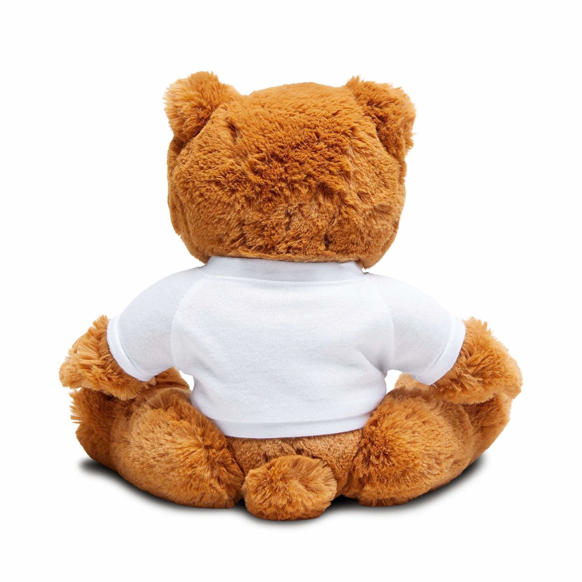 Personalized heart names teddy bear with removable white t-shirt and black bow tie