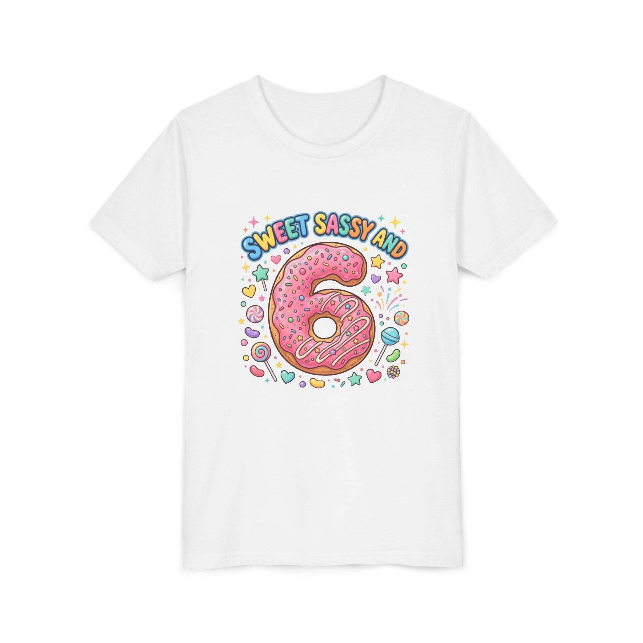 Sweet Sassy and 6 Youth Tee | Donut Number Six Birthday Shirt