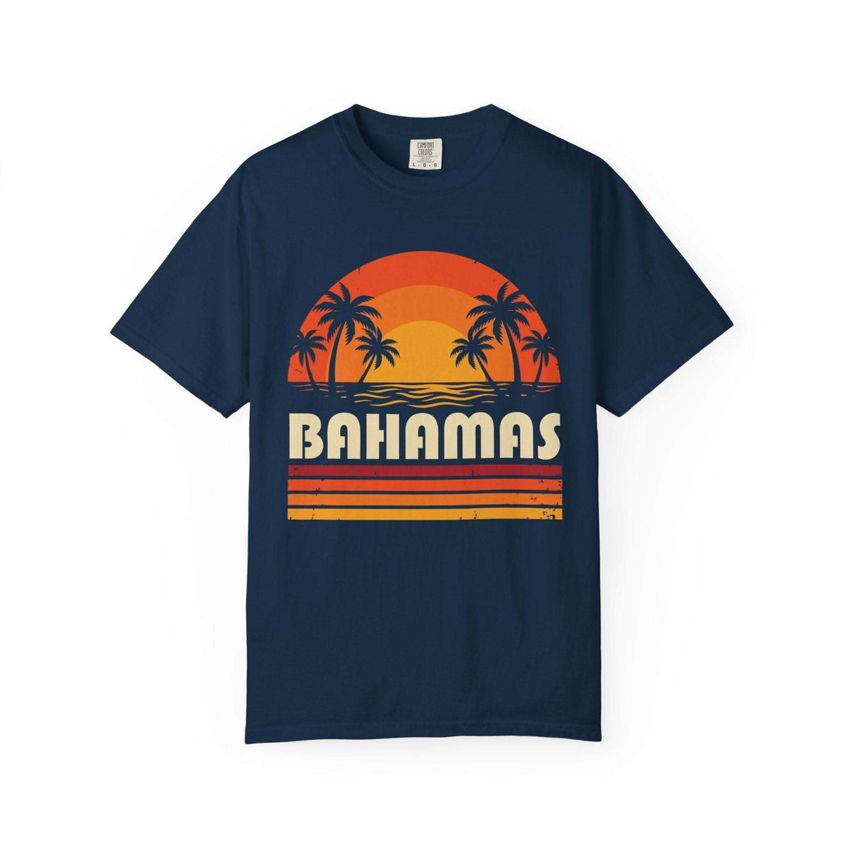 Bahamas Retro Sunset T-shirt | Palm Tree Beach Vacation Tee
