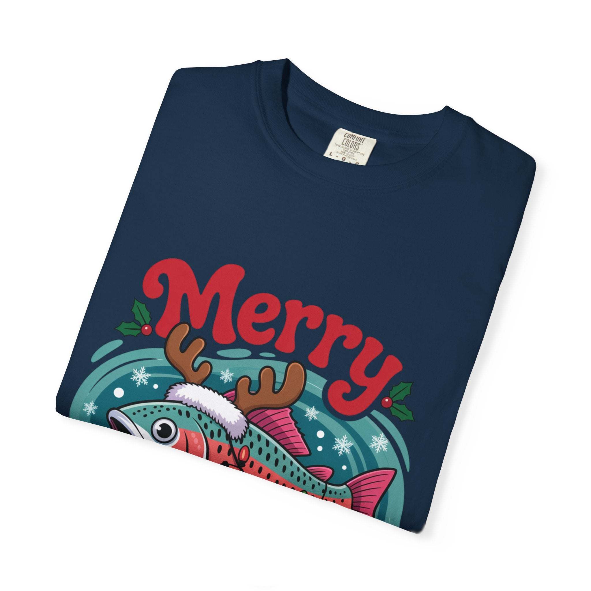 Garment-Dyed T-shirt – Merry Fishmas Design