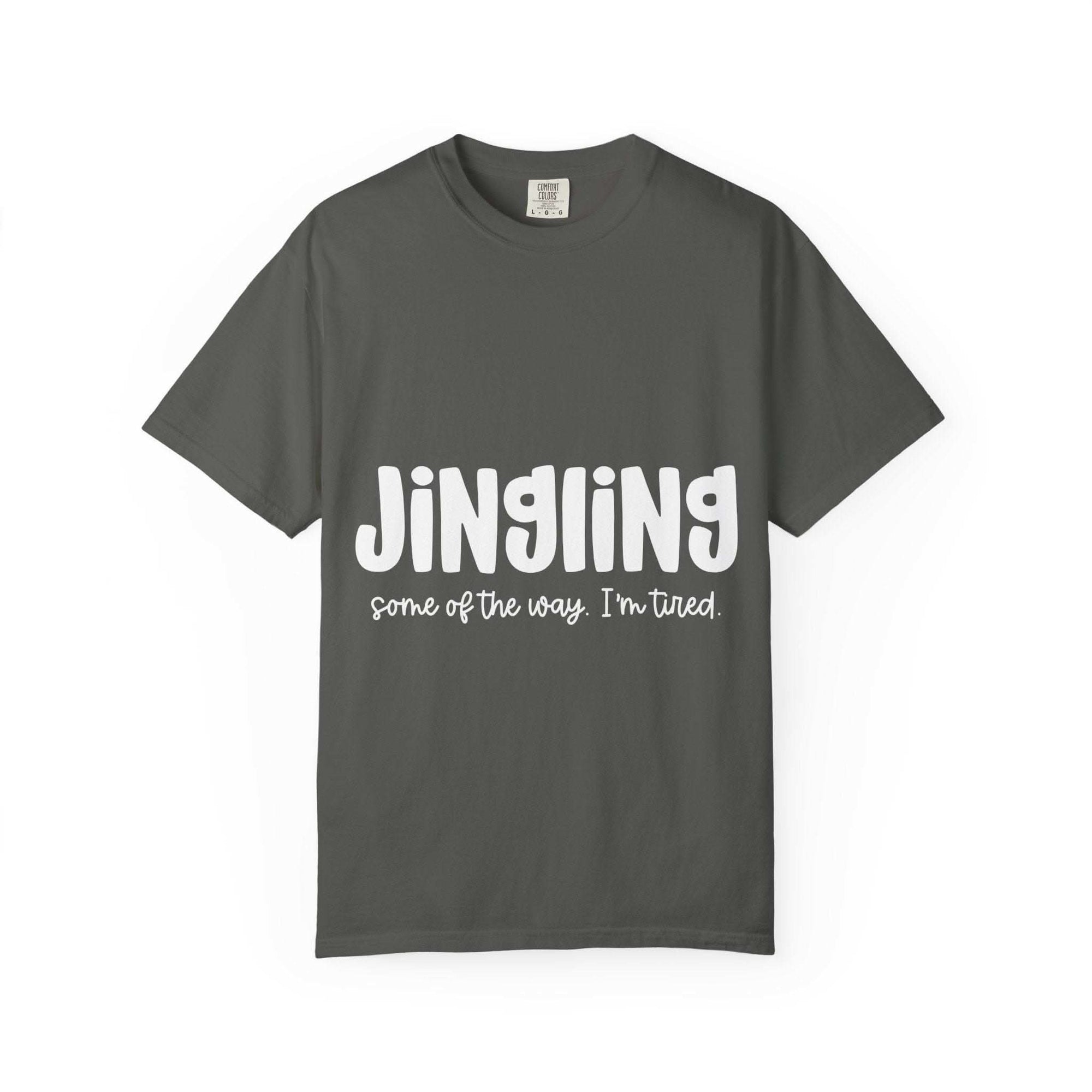 Red unisex t-shirt with humorous 'Some of the Way I’m Tired' print by Printify