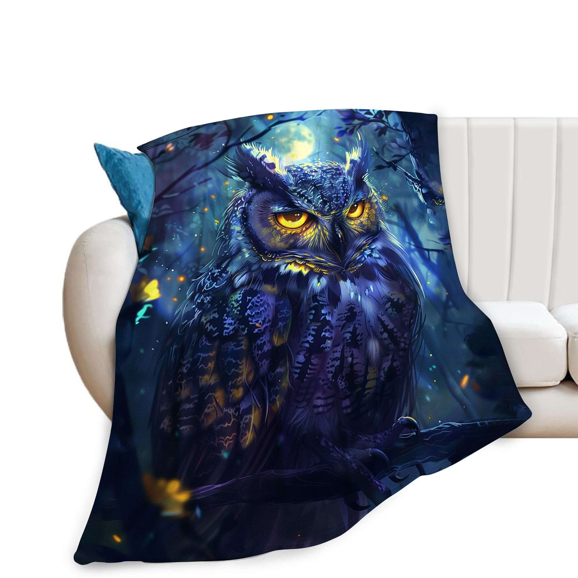 Enchanted Owl Fleece Throw 50x40 soft plush blanket with whimsical owl design for cozy warmth