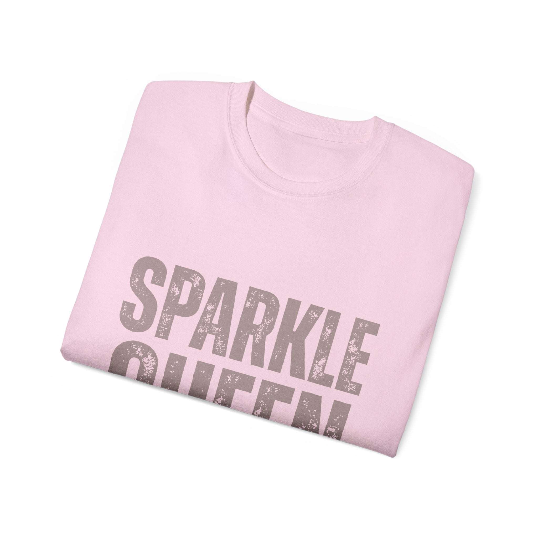 Folded pink distressed Sparkle Queen T-Shirt for fashionistas