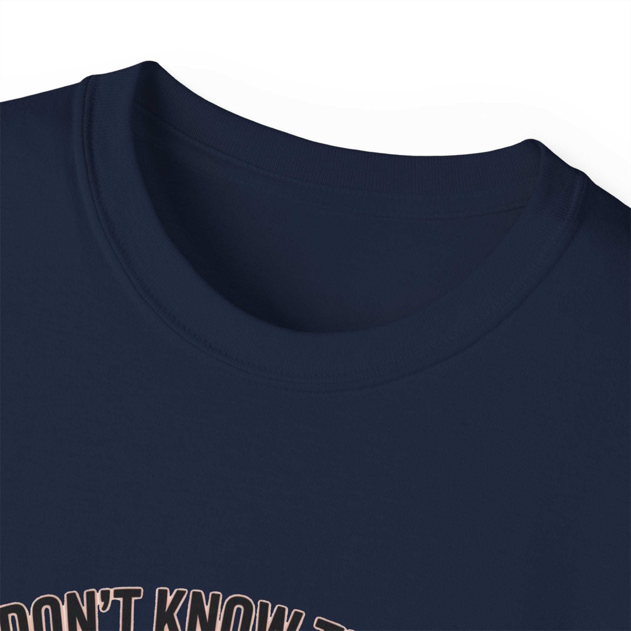 Navy unisex T-shirt with "We Don't Know Them All But We Owe Them All" veteran message, medium-weight cotton fabric.