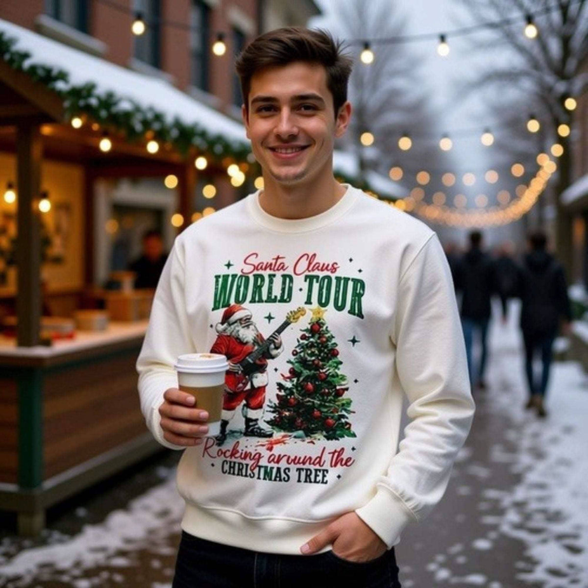 Rocking Santa Sweatshirt with festive design and cozy fit for holiday celebrations
