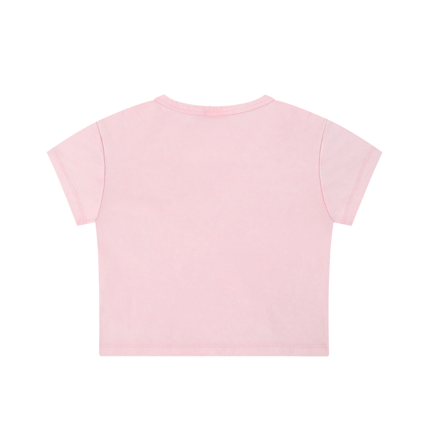 Women wearing a vintage-inspired snow washed crop top with round neck and drop shoulder sleeves in casual streetwear style