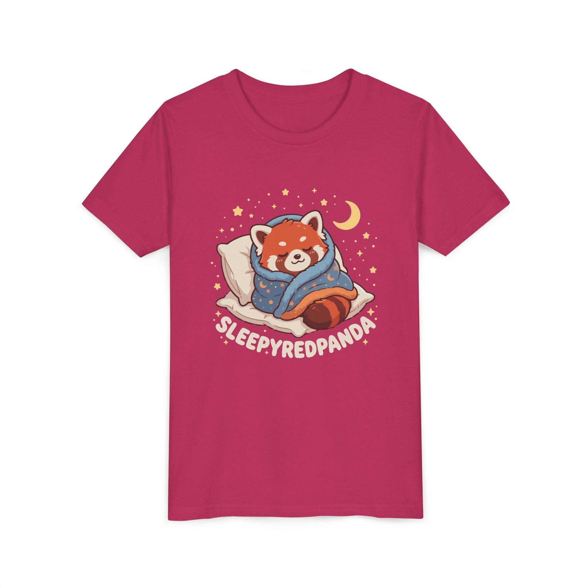 Sleepy Red Panda Youth Tee | cute sleeping red panda, moon pillow, kids shirt