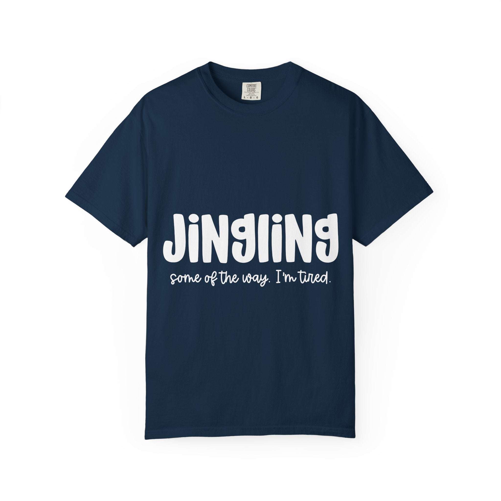 Red unisex t-shirt with humorous 'Some of the Way I’m Tired' graphic by Printify