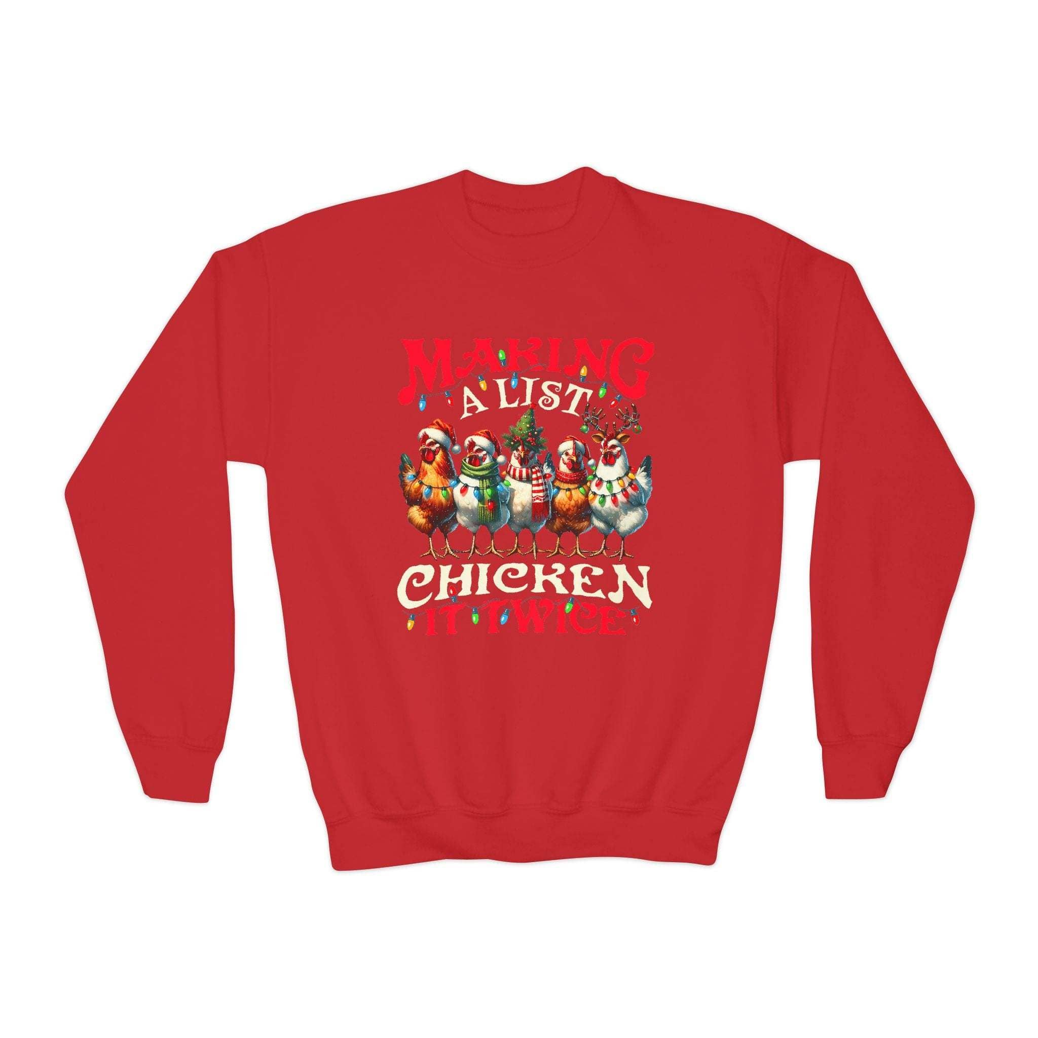 Youth Crewneck Sweatshirt - Making a List Chicken it Twice