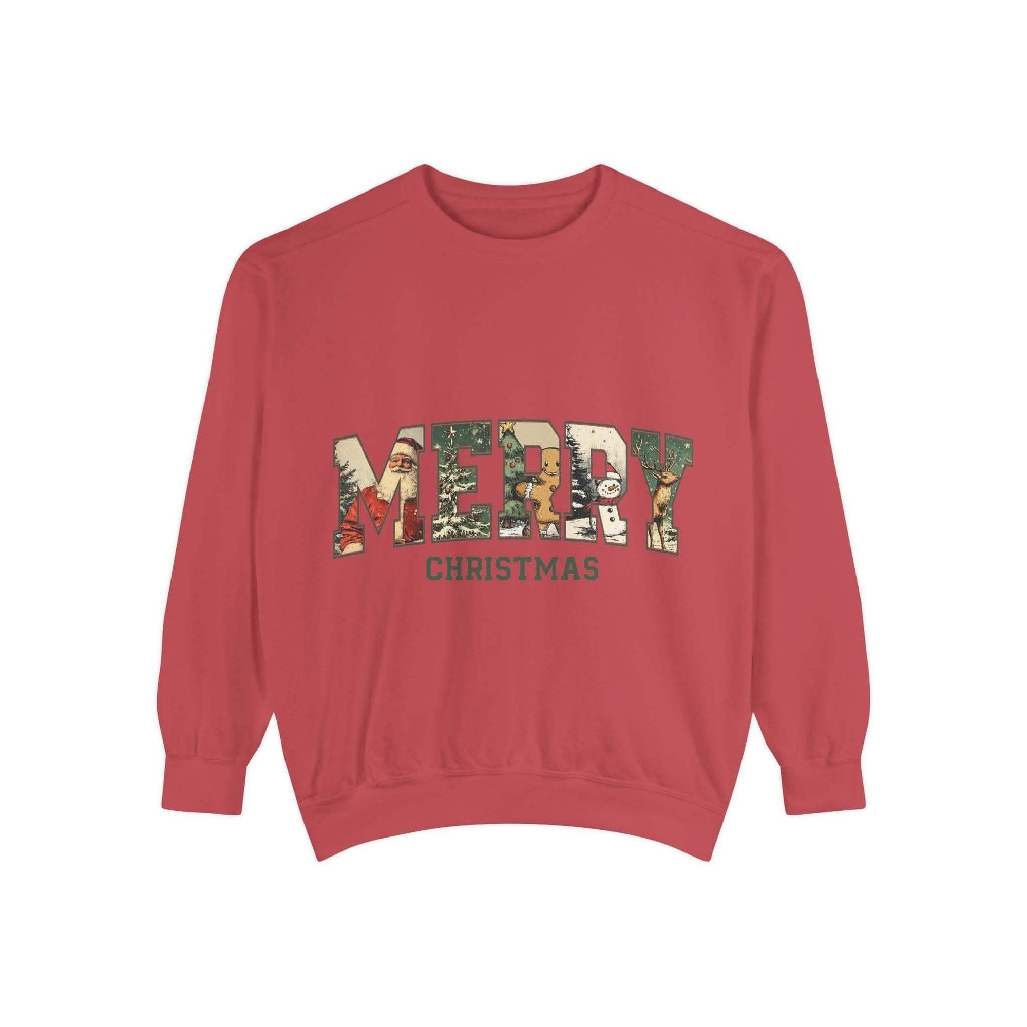 Vintage Varsity Merry Christmas sweatshirt in soft cotton blend with cozy holiday design