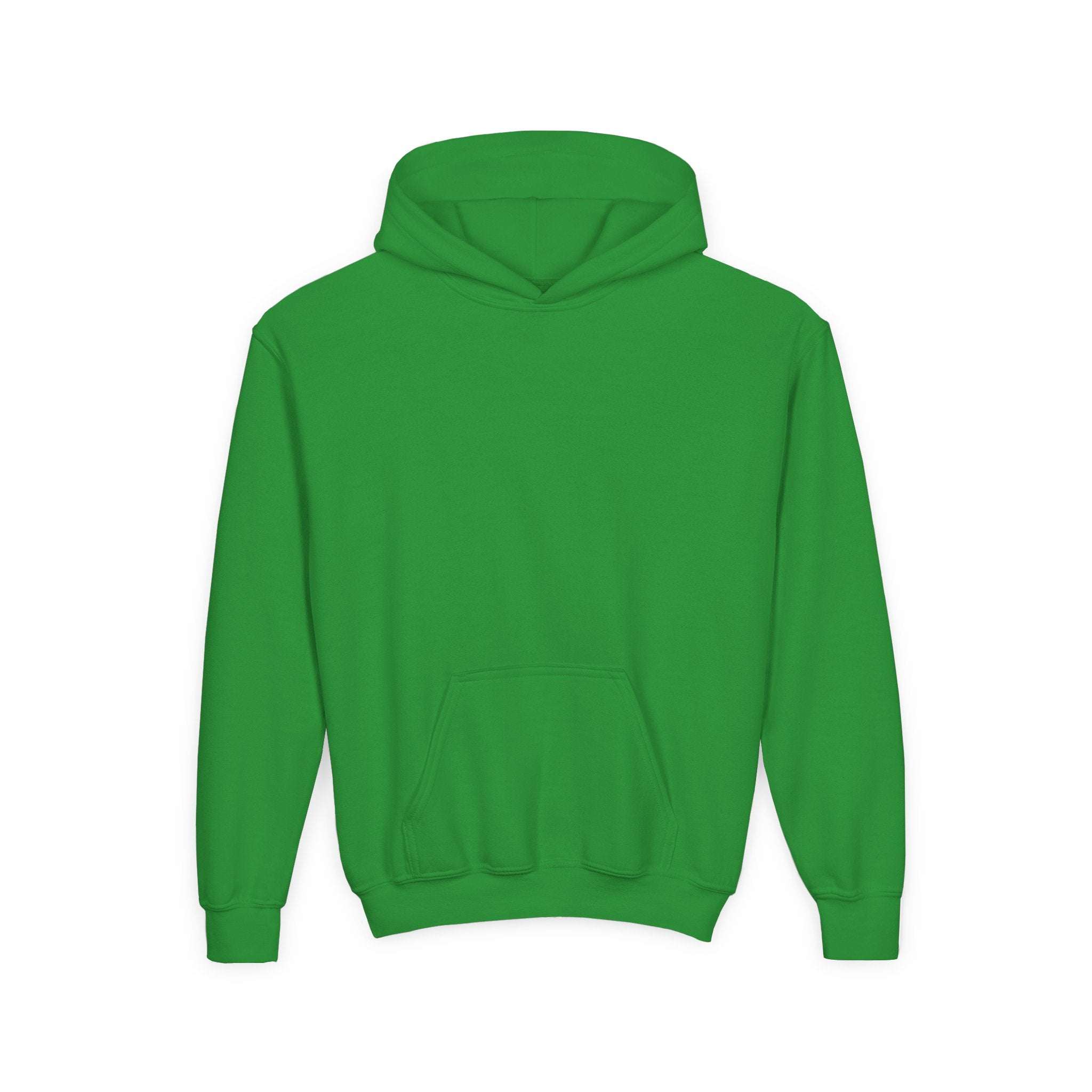 Green Patchwork Wild Word Hoodie for kids with kangaroo pocket and durable cotton-polyester blend
