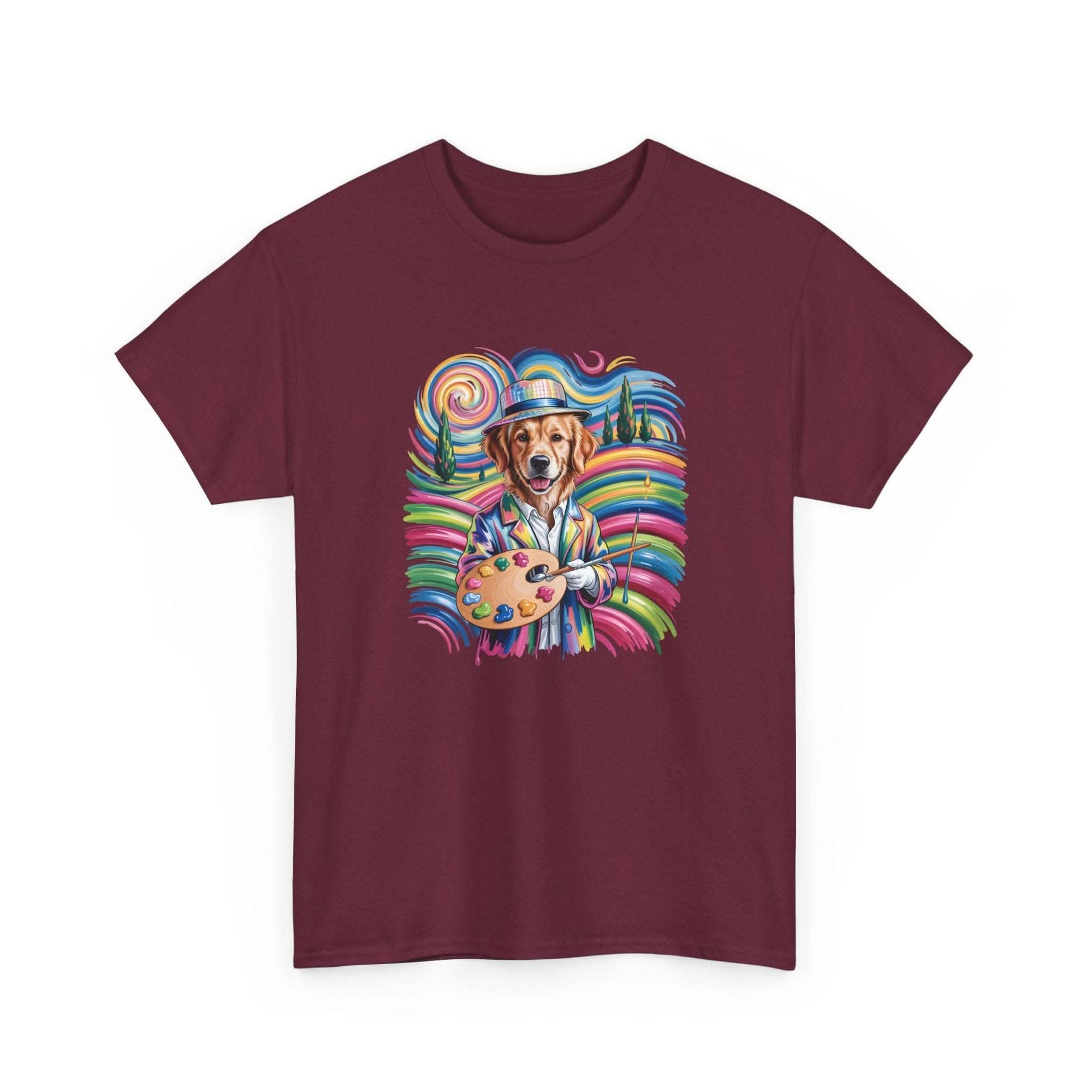 Colorful Artist Dog T-Shirt | Painter Palette, Rainbow Swirls