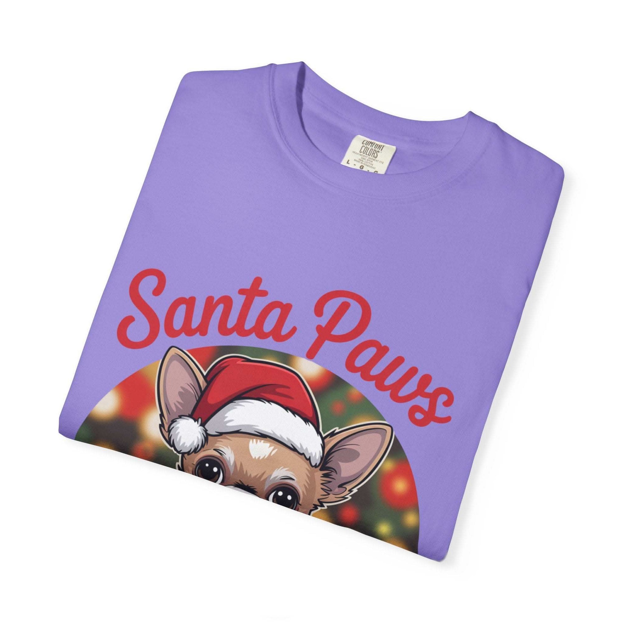 Bay Chihuahua Santa Paws T-Shirt from Printify, festive holiday pet apparel for dog lovers