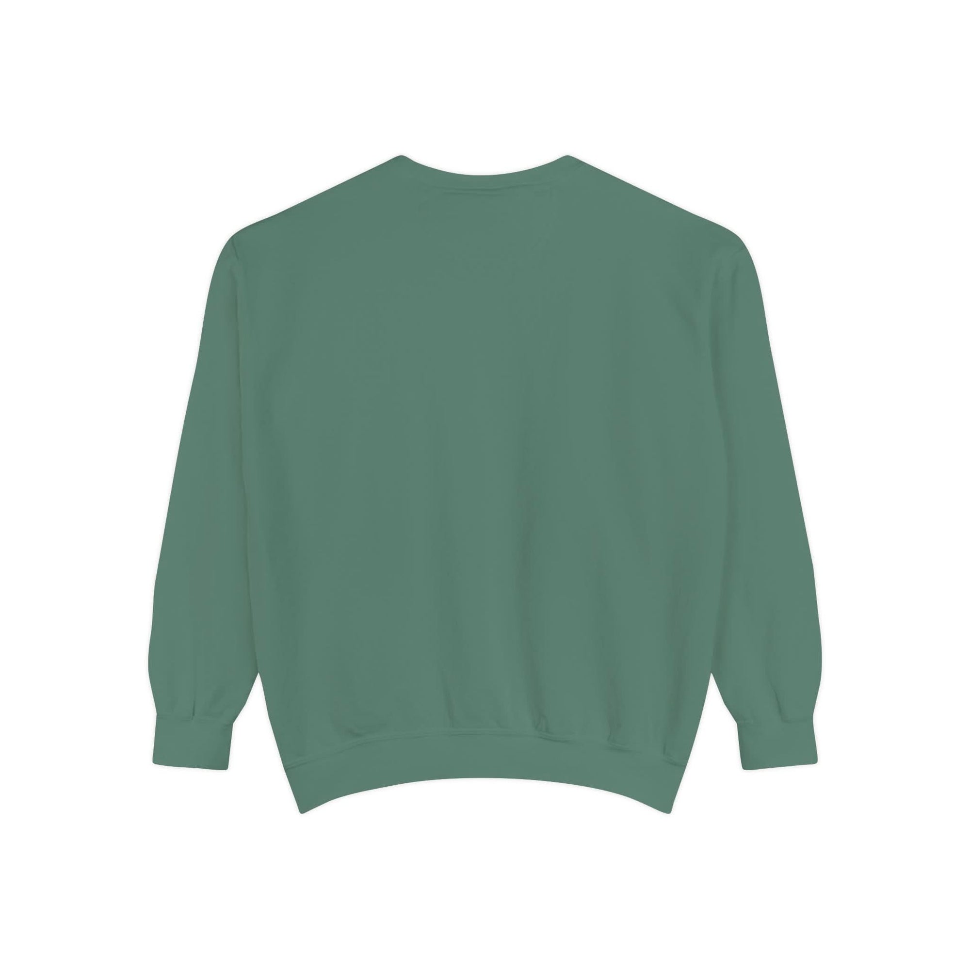 White garment-dyed sweatshirt featuring festive Christmas lights design by Printify