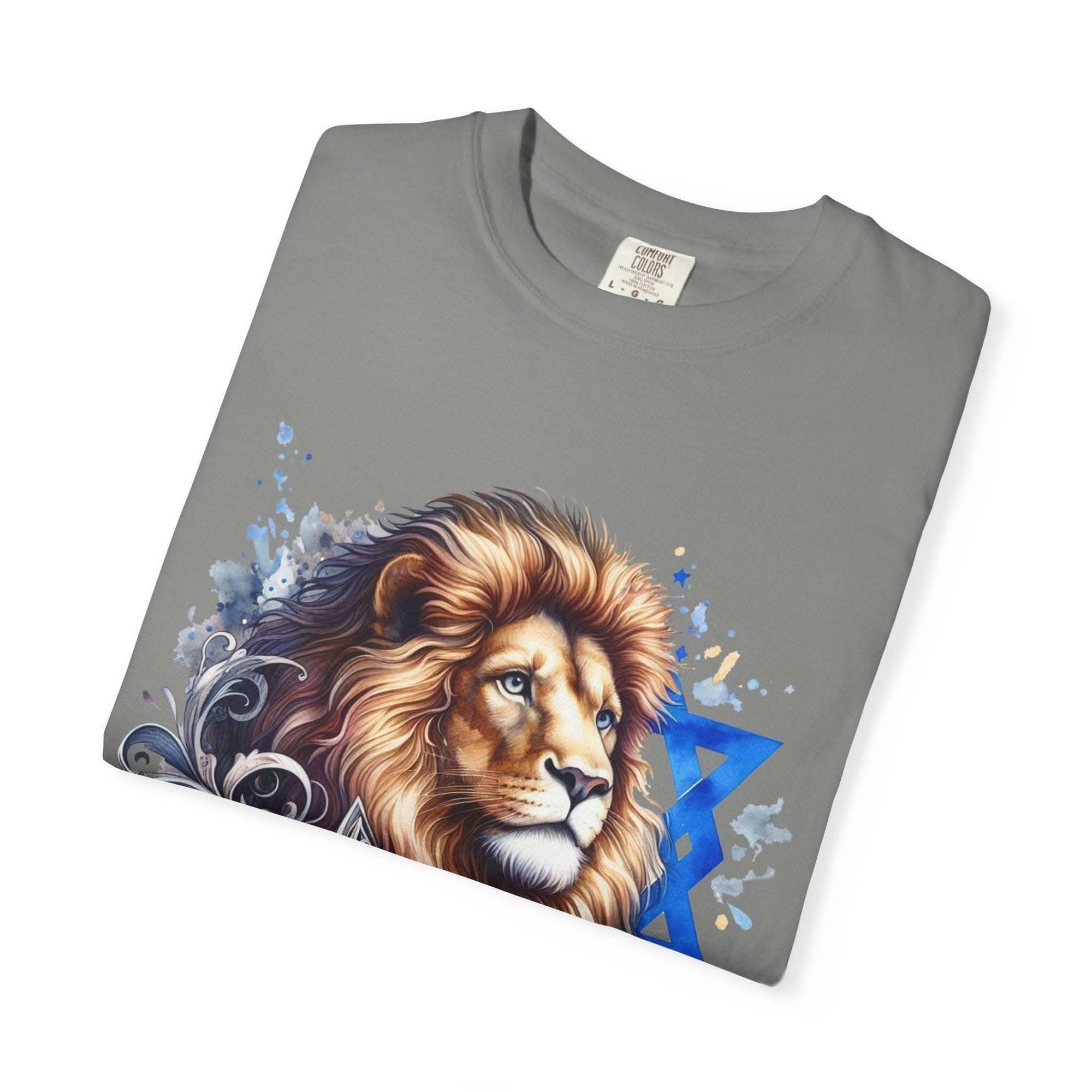 Lion of Judah T-Shirt with bold Jewish pride graphic on garment-dyed cotton tee