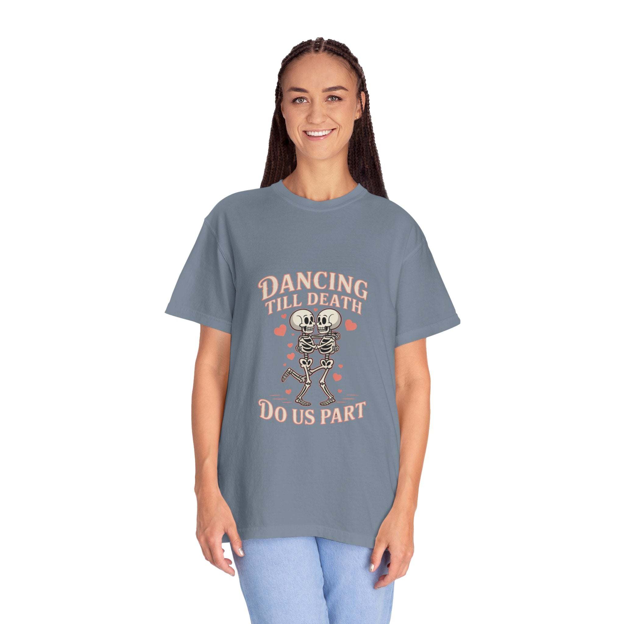 Dancing Till Death Do Us Part heavyweight garment-dyed t-shirt with faded print and relaxed fit
