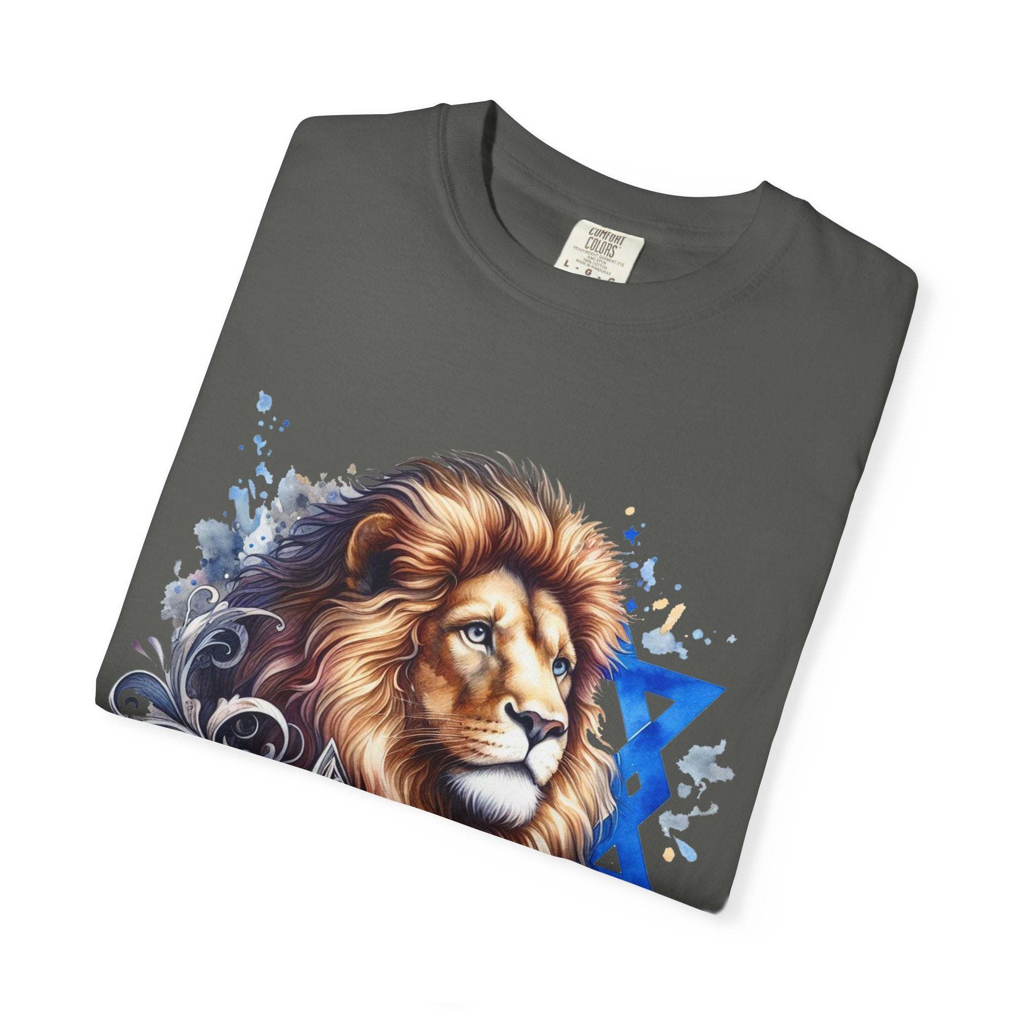 Lion of Judah T-Shirt featuring bold Jewish pride graphic on soft garment-dyed cotton tee