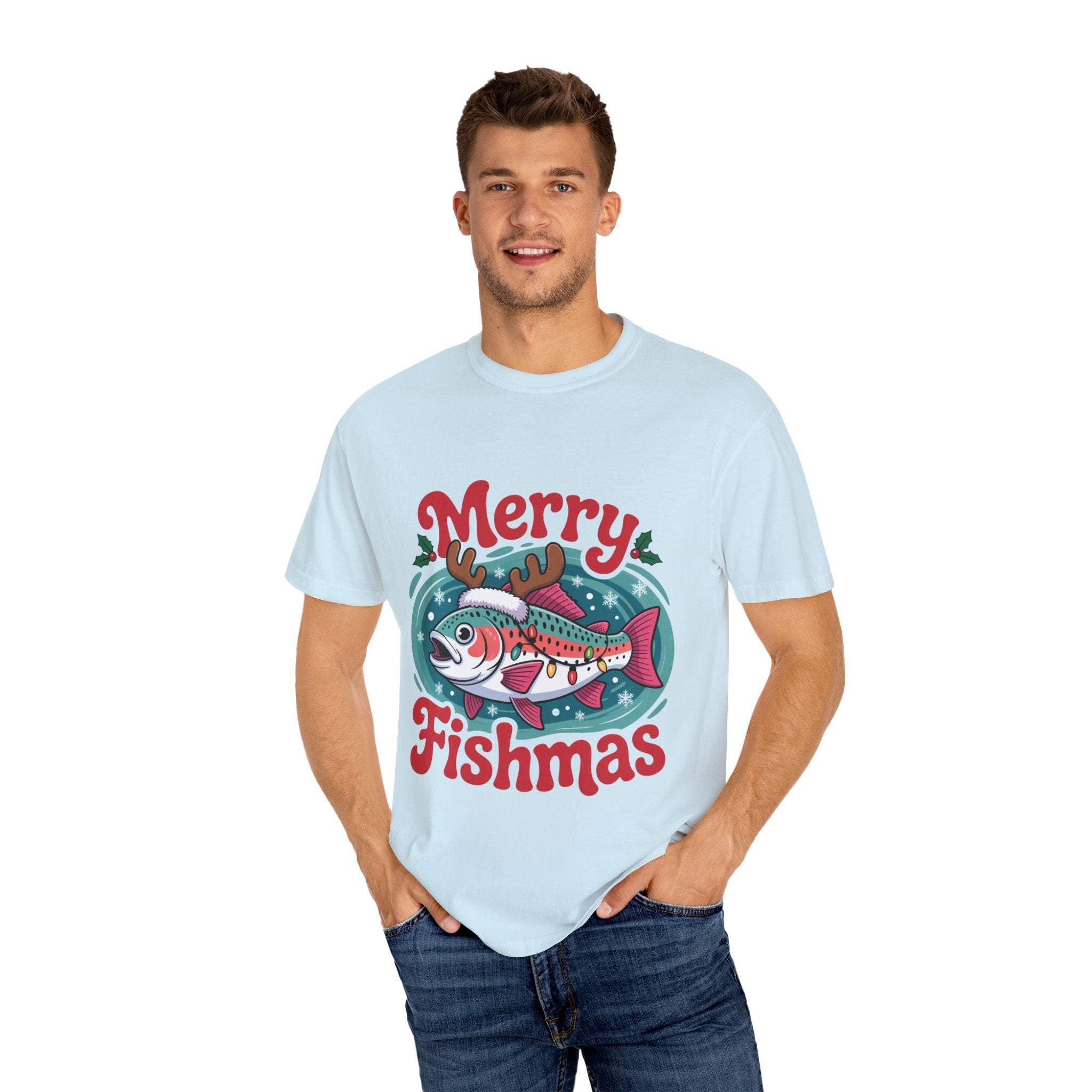 Garment-Dyed T-shirt – Merry Fishmas Design