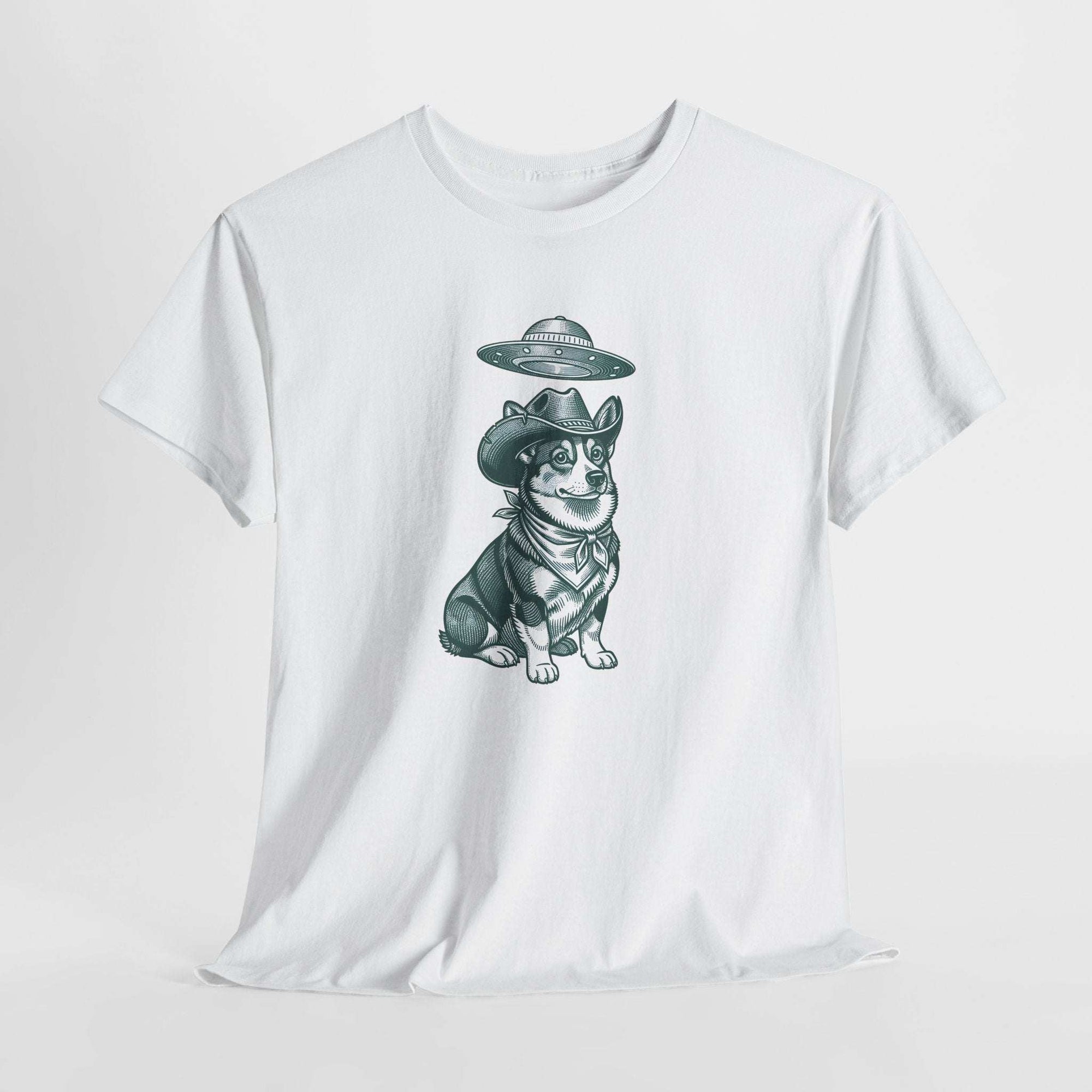 Alien Corgi Illustration Tee | UFO Dog Graphic T-Shirt
