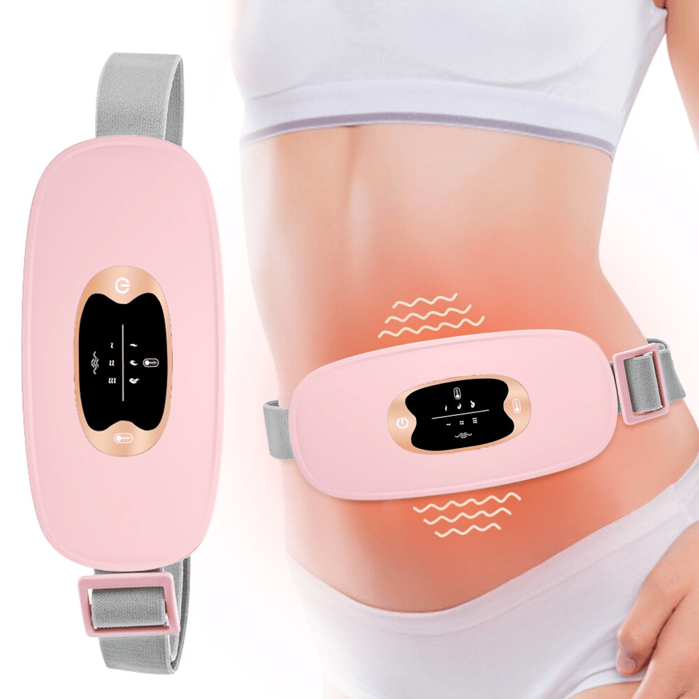 Heated menstrual relief vibrating belt with quick heating and adjustable settings for abdomen pain relief