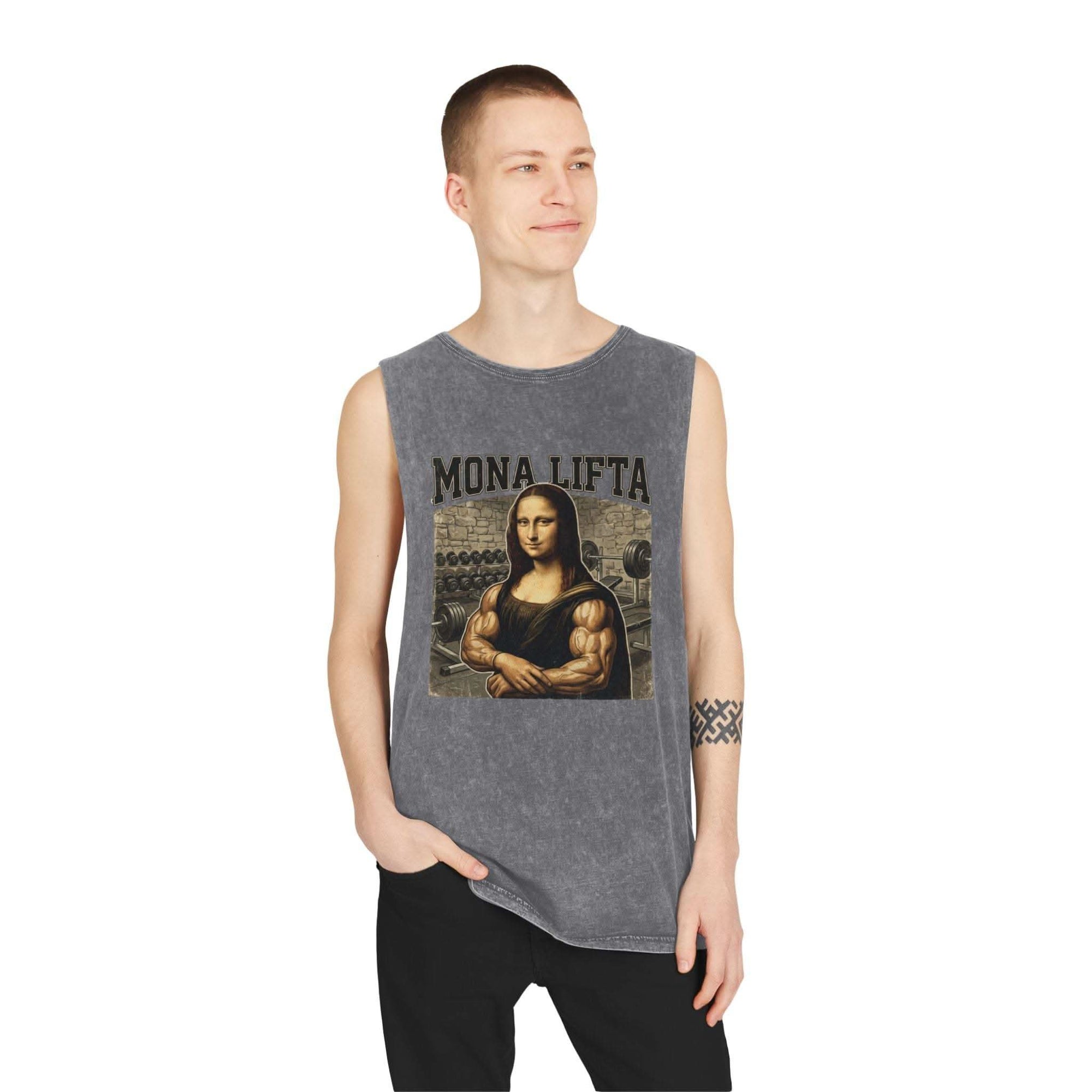 Mona Lifta muscle Mona Lisa tank top | vintage stonewash art tee