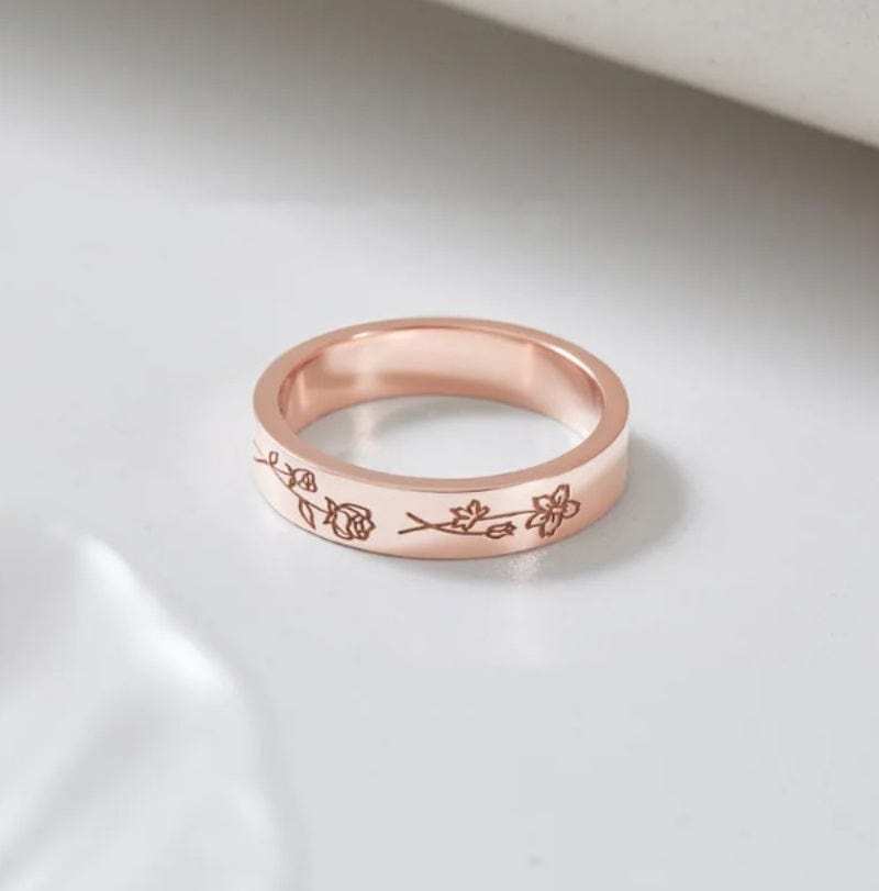 Gold 925 silver personalized flower ring, custom size 10, stylish birthday accessory by TeninoVentures