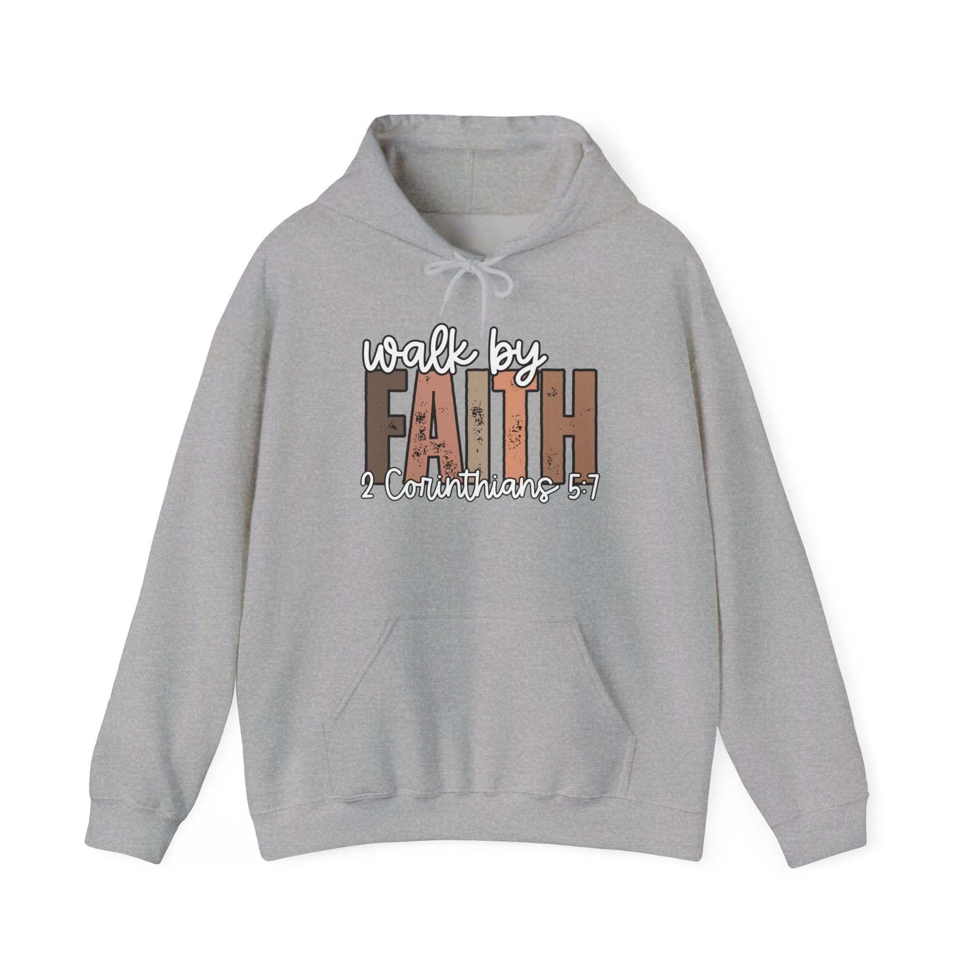 Faith Over Fear Hoodie with Walk by Faith inspirational Christian sweatshirt design