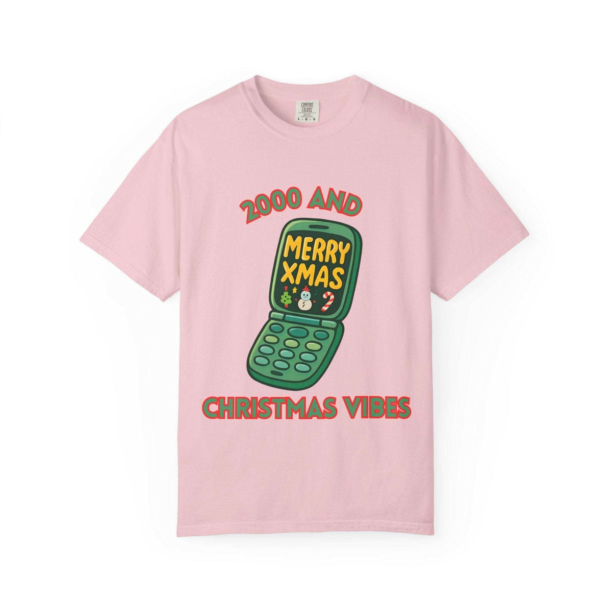 Retro 2000 Christmas T-shirt in black, featuring a festive design, by Printify, size S.