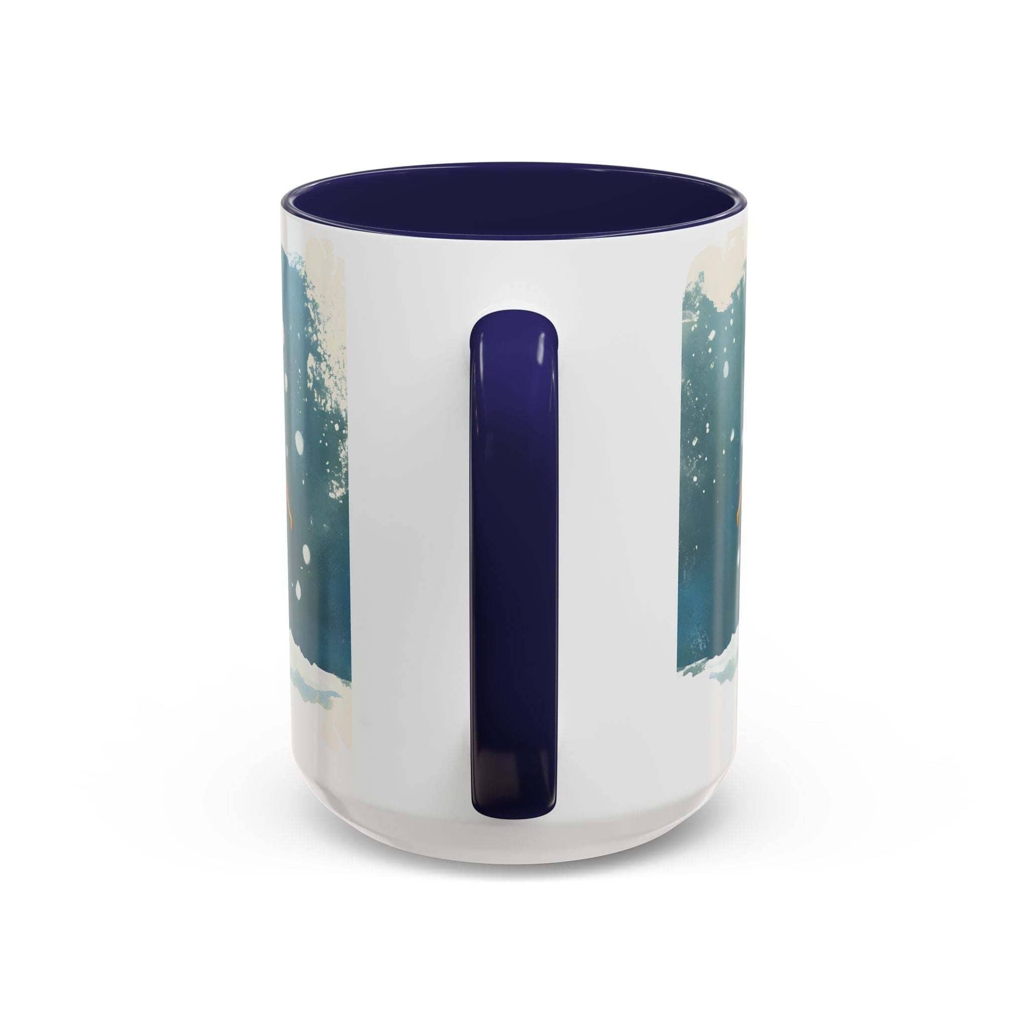 Mug with blue interior and handle on a white background