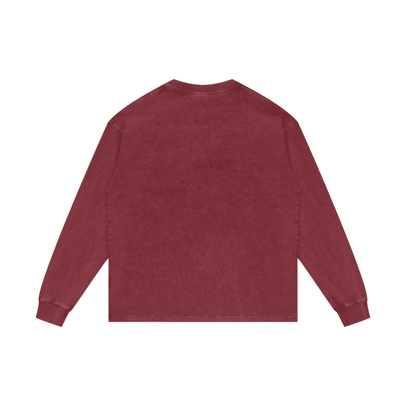 Unisex oversized acid wash long sleeve cotton t-shirt with round neck and drop shoulder design
