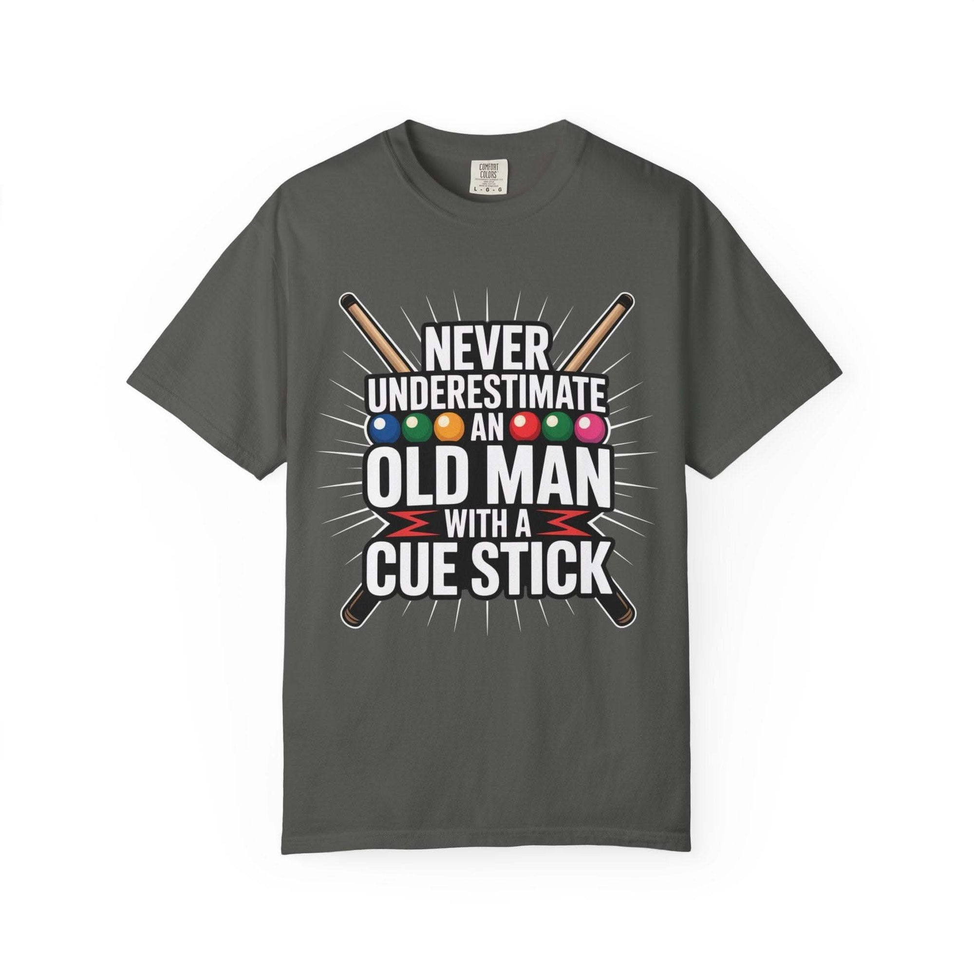 Gray t-shirt with humorous text design on a white background